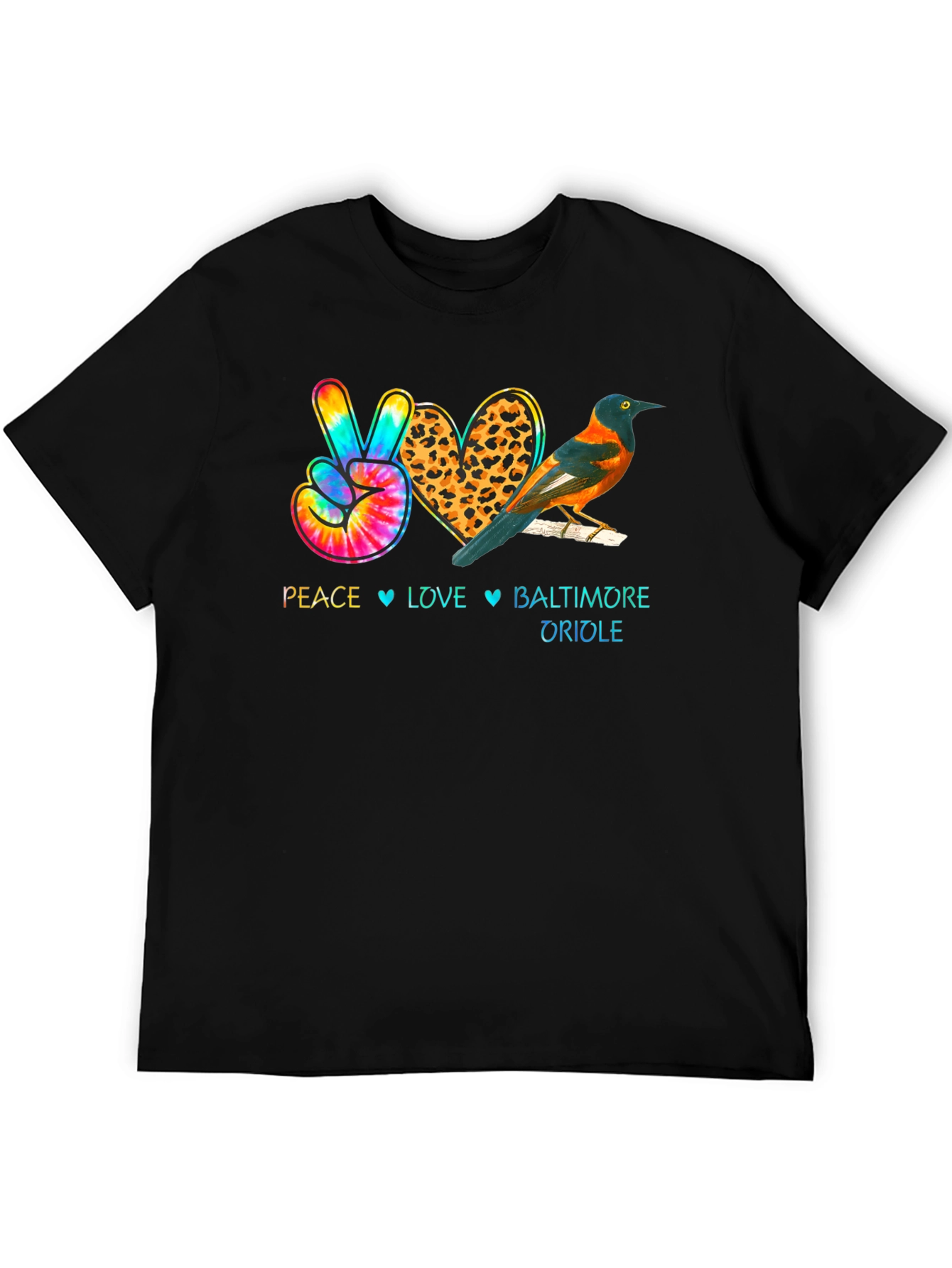 Peace Love Baltimore Oriole Graphic T-Shirt