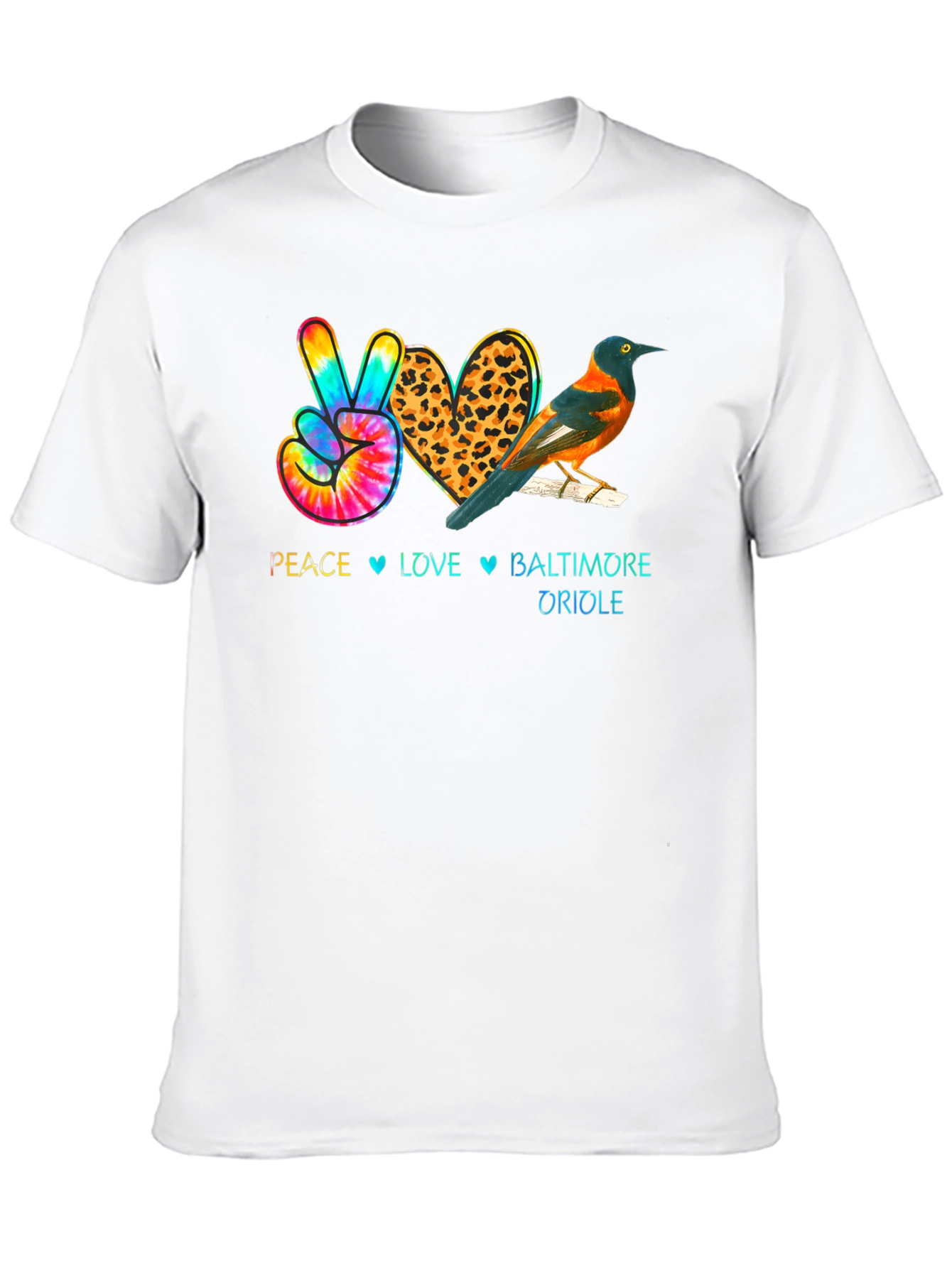 Peace Love Baltimore Oriole Graphic T-Shirt