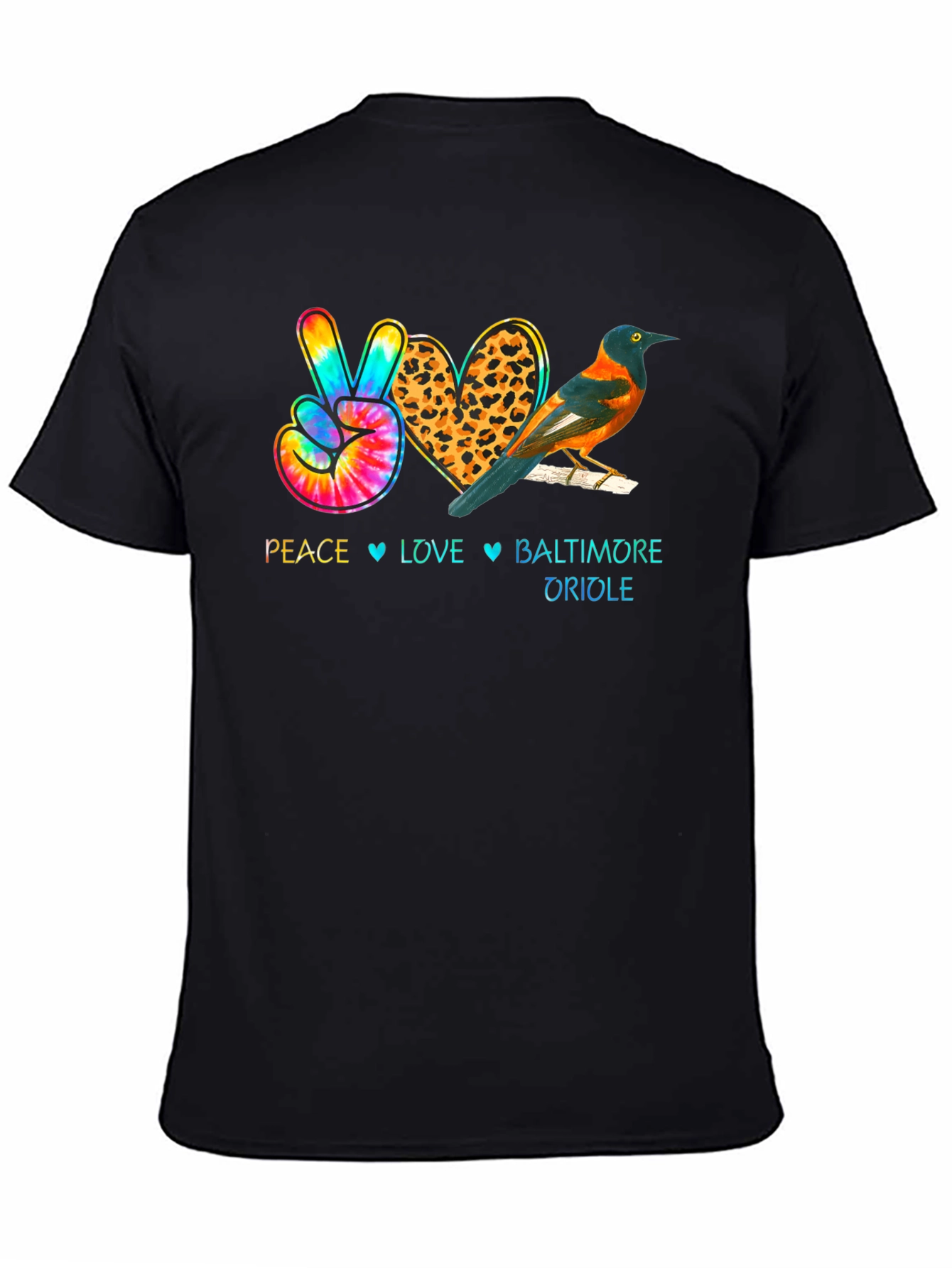 Peace Love Baltimore Oriole Graphic T-Shirt