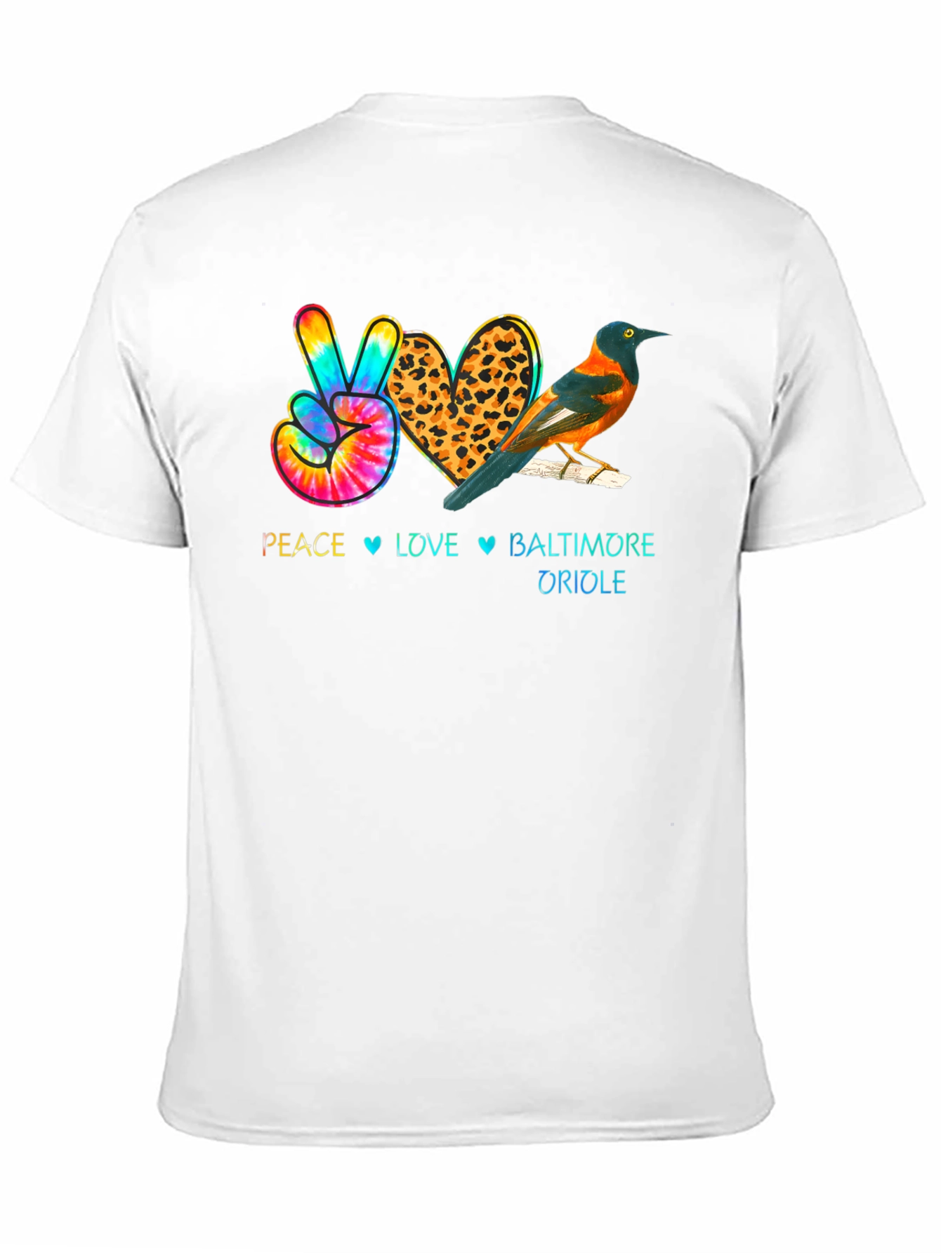 Peace Love Baltimore Oriole Graphic T-Shirt