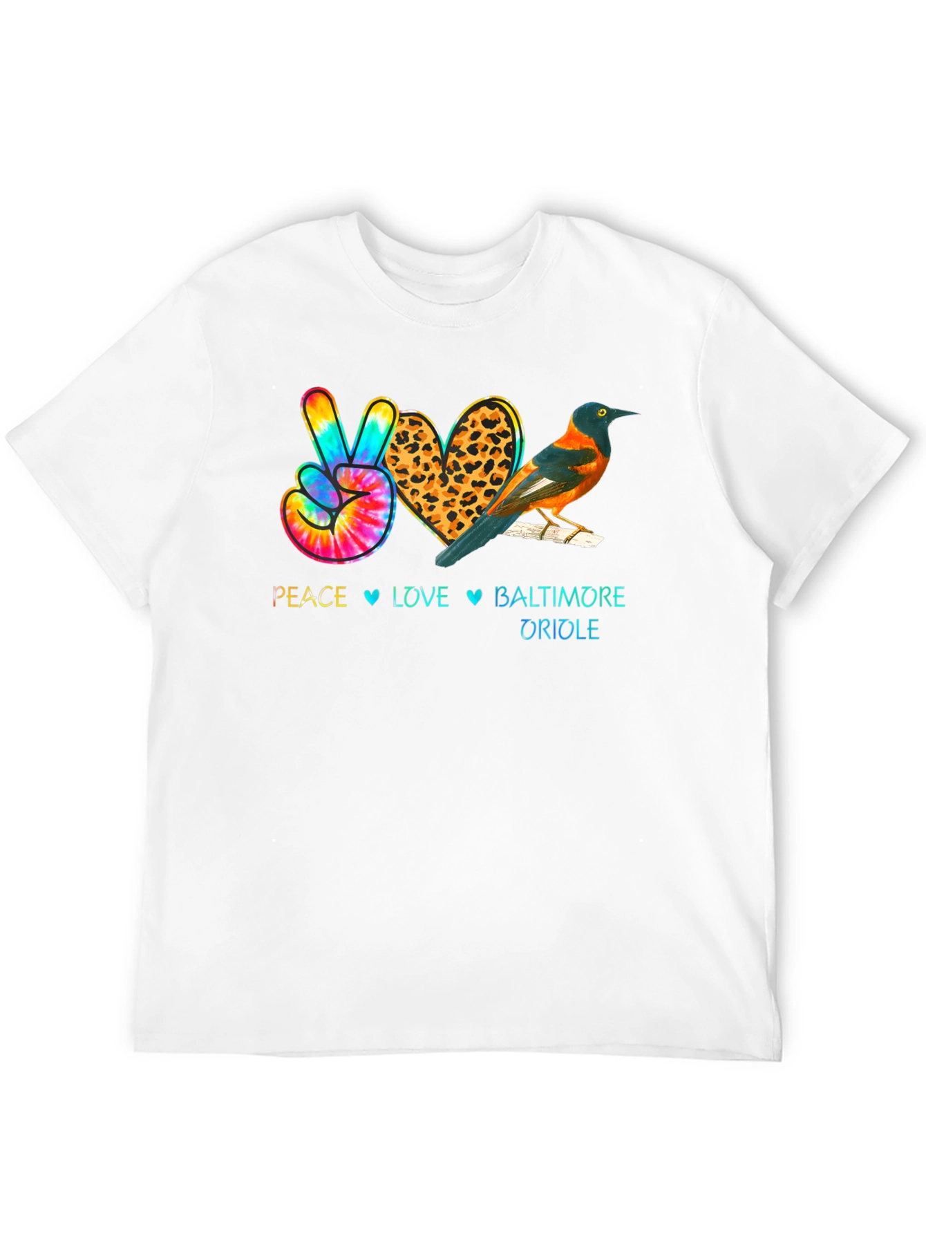 Peace Love Baltimore Oriole Graphic T-Shirt