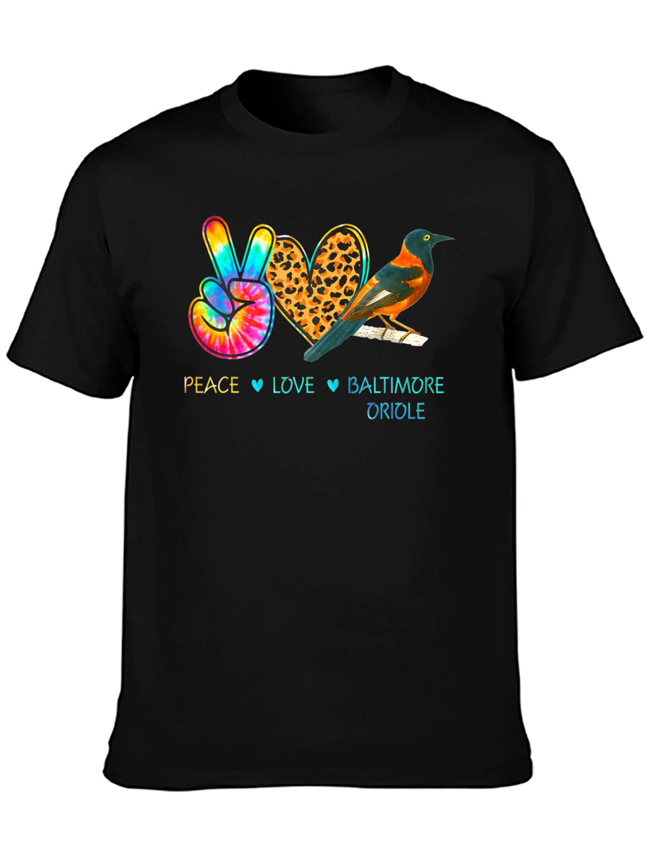 Peace Love Baltimore Oriole Graphic T-Shirt