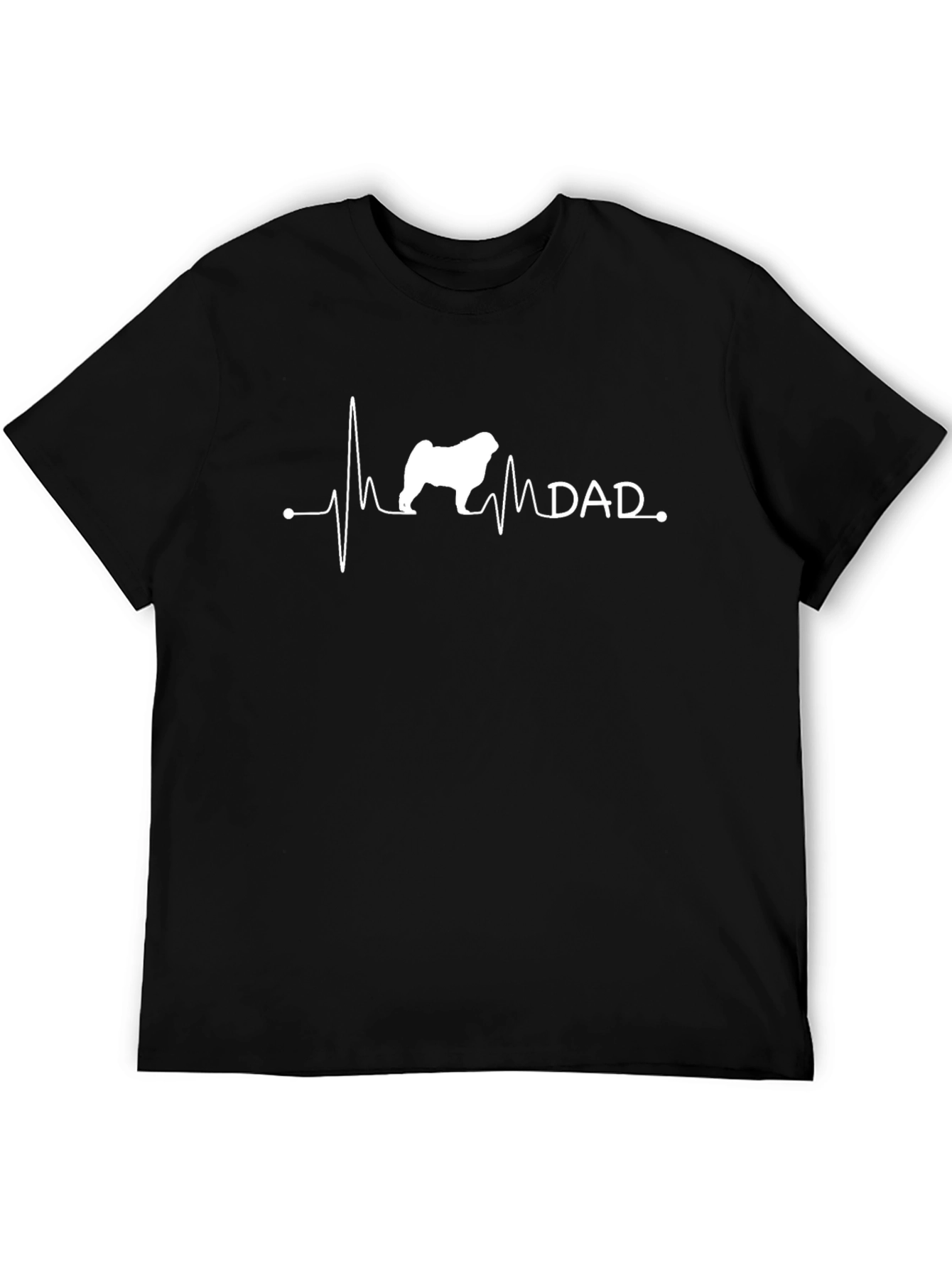 Dog Dad Heartbeat Graphic Tee - Black Cotton T-Shirt