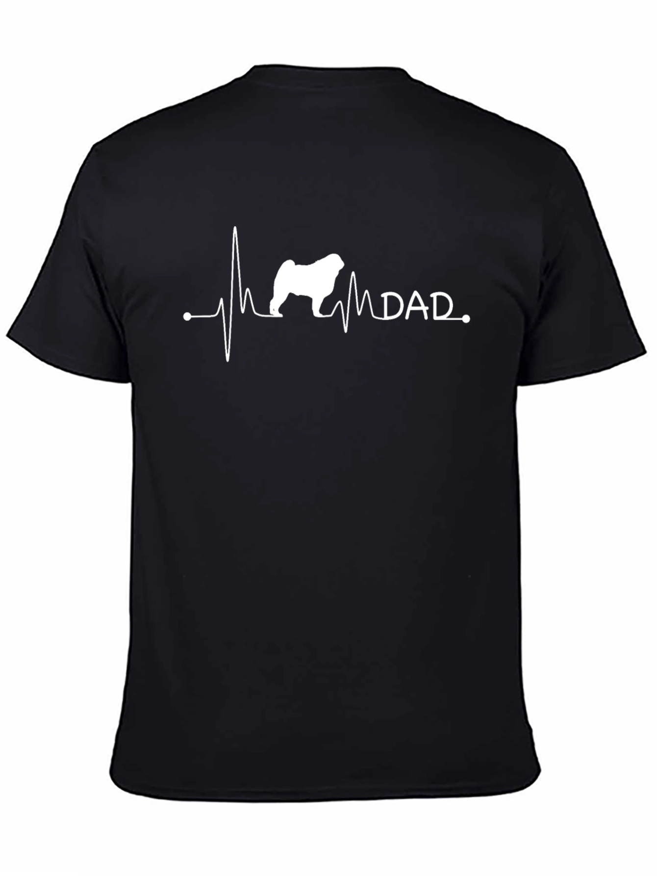 Dog Dad Heartbeat Graphic Tee - Black Cotton T-Shirt