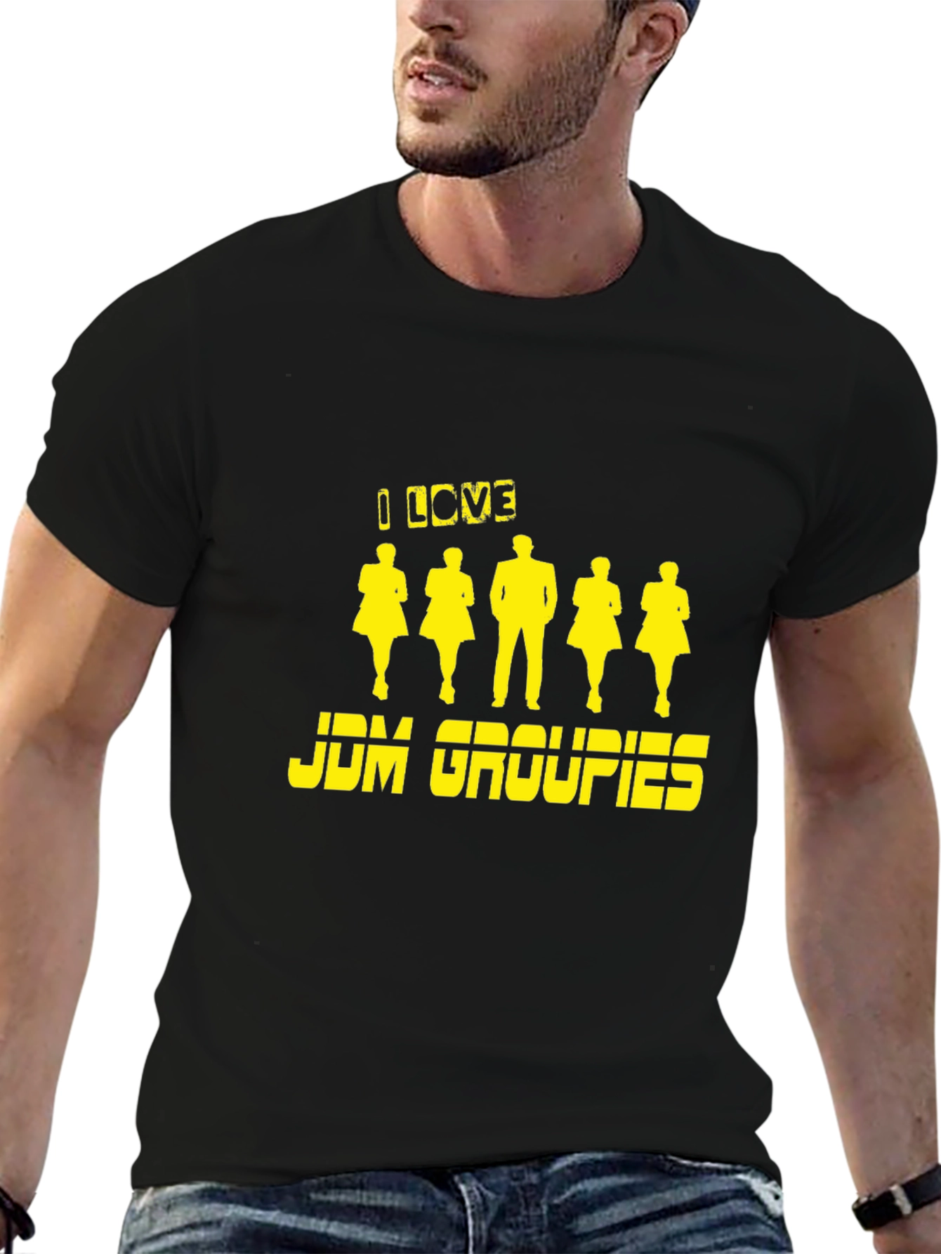 I Love JDM Groupies Black Graphic T-Shirt