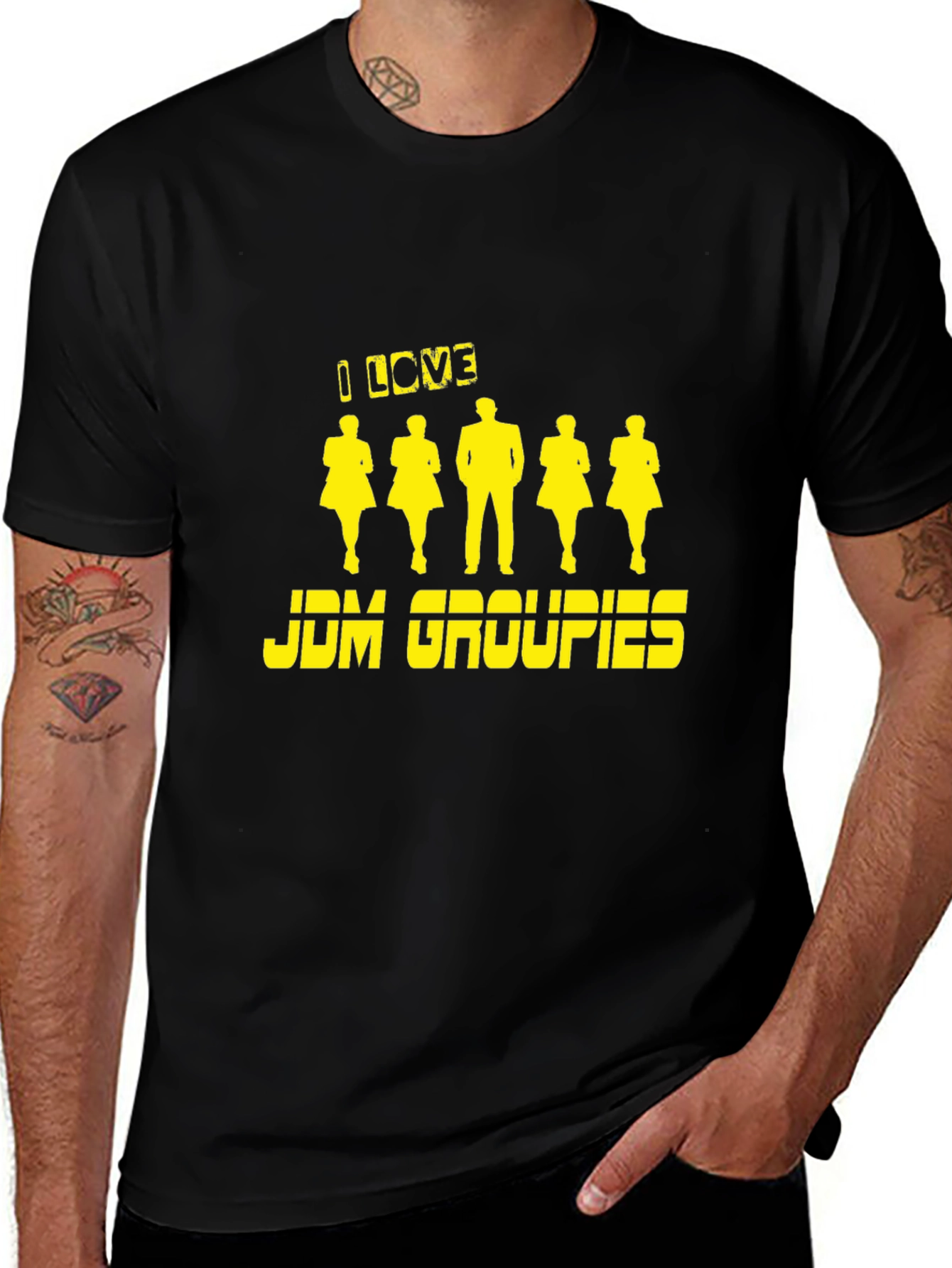 I Love JDM Groupies Black Graphic T-Shirt