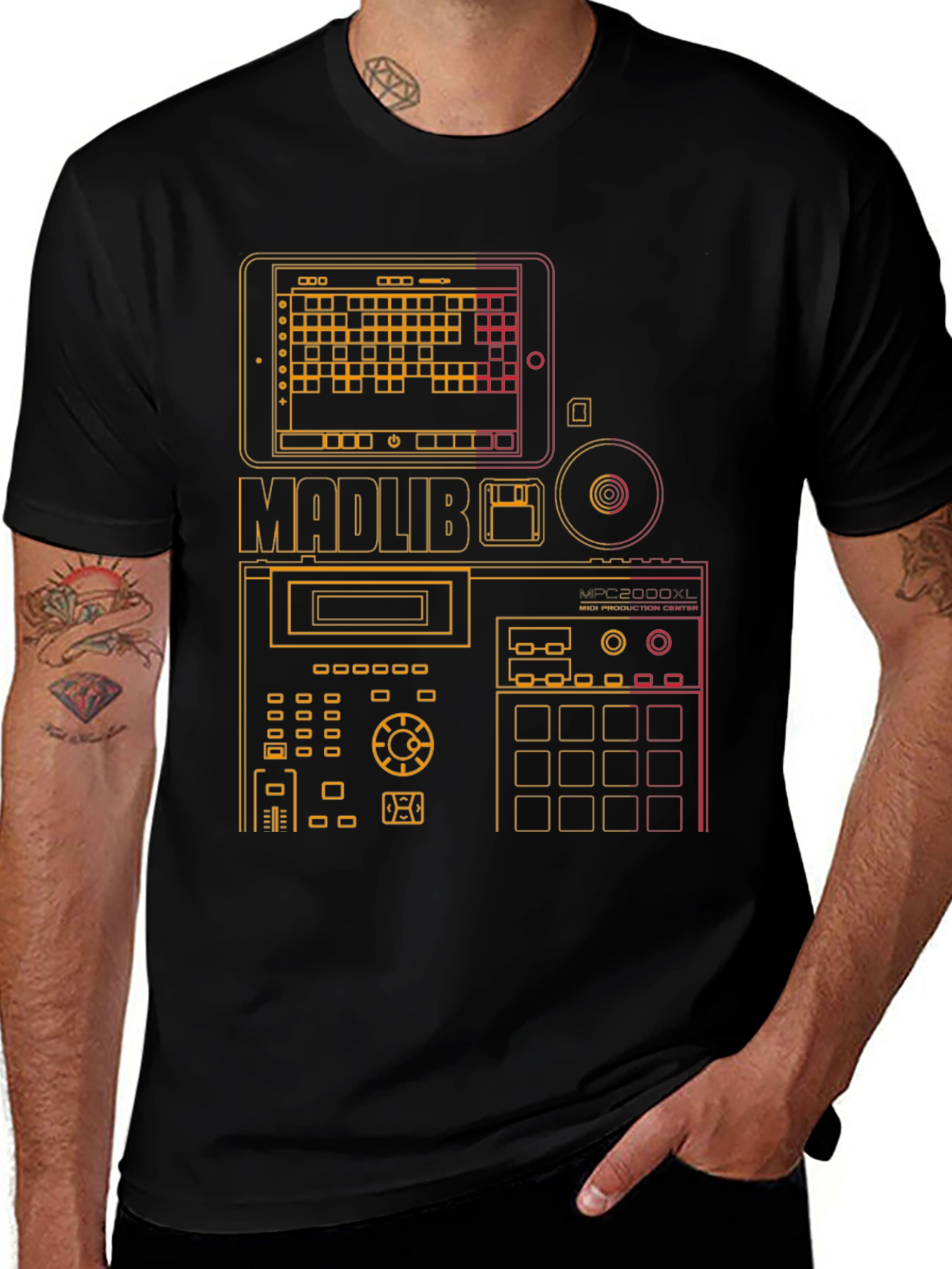 Madlib MPC Music Producer Black Graphic T-Shirt