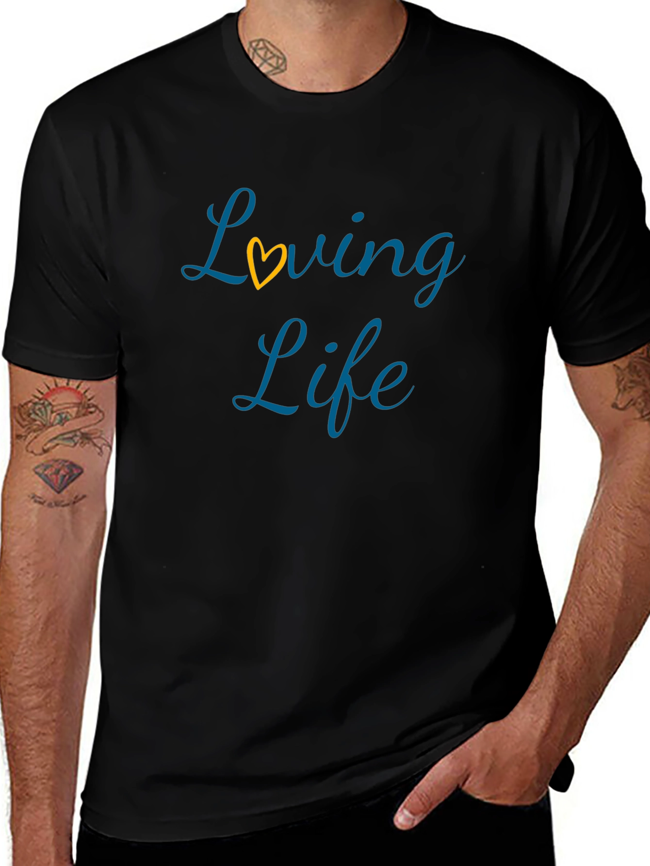 Loving Life Black T-Shirt with Heart Detail