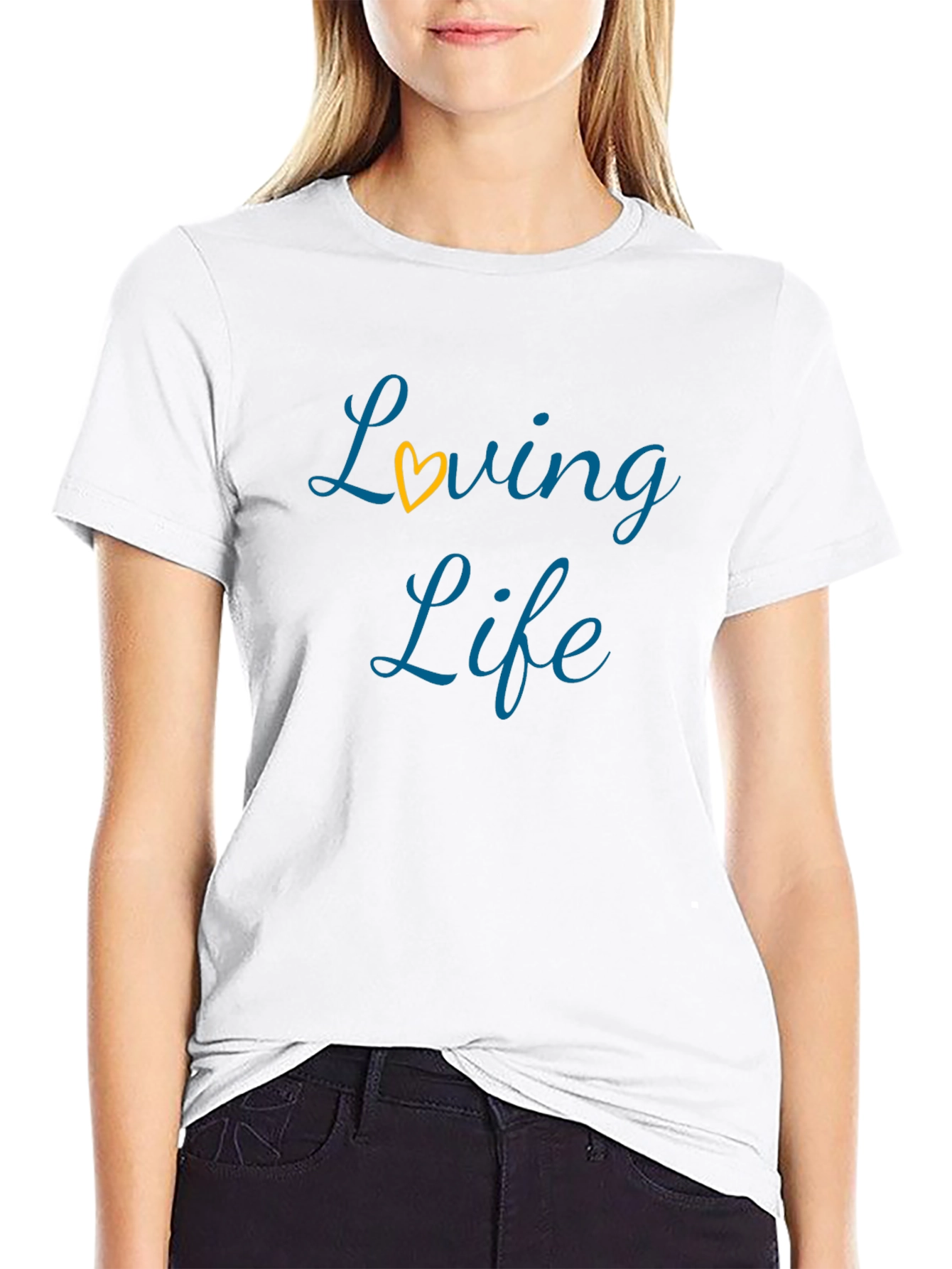 Loving Life Black T-Shirt with Heart Detail
