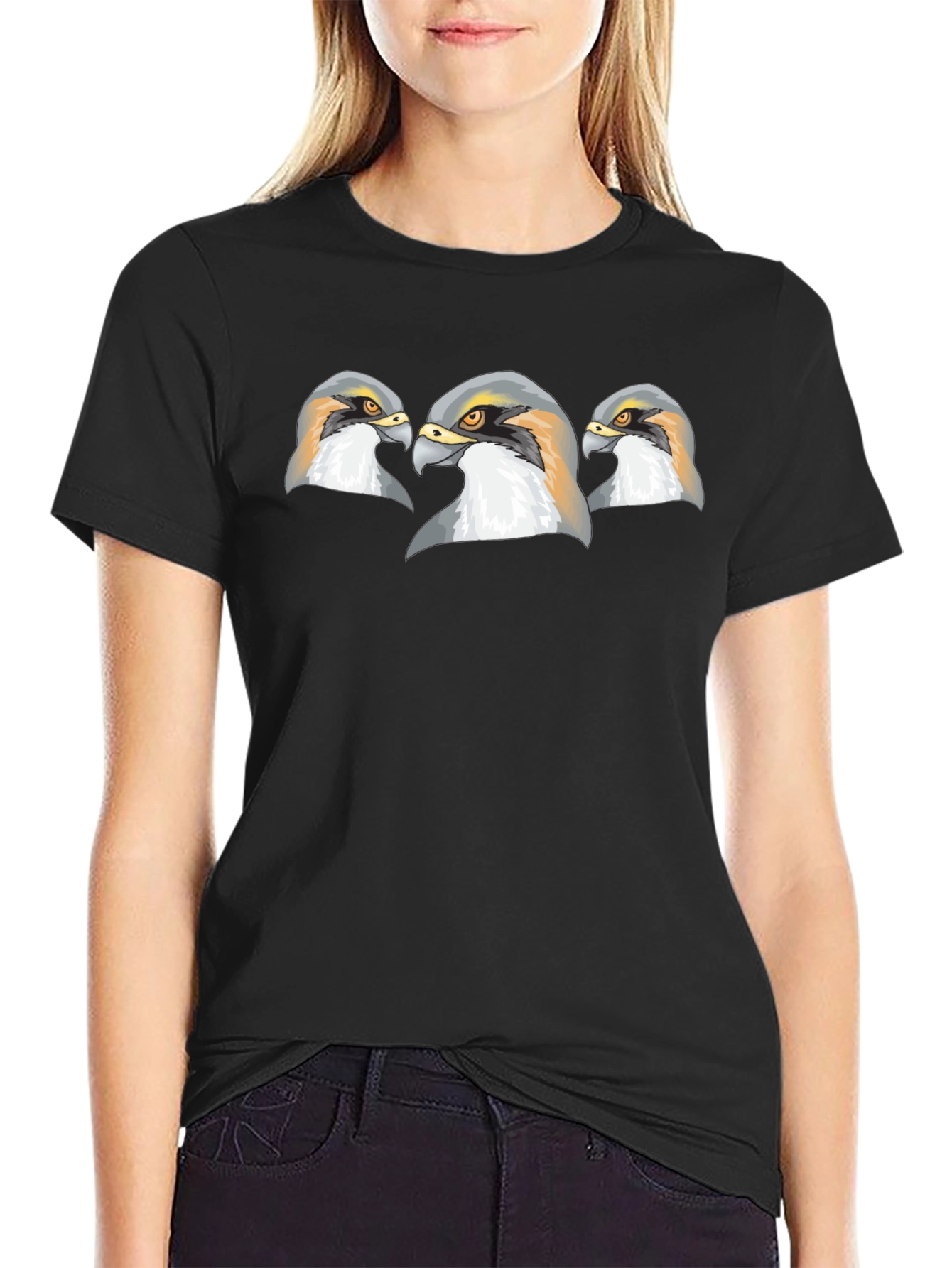 Falcon Head Graphic Print Black T-Shirt