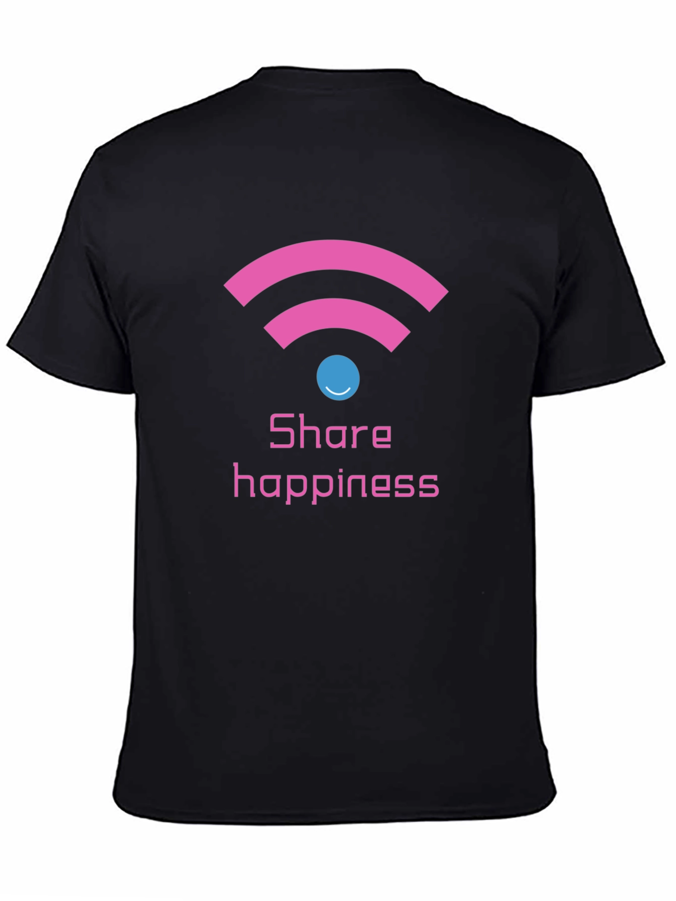 Share Happiness Graphic Tee - Black Cotton Comfort