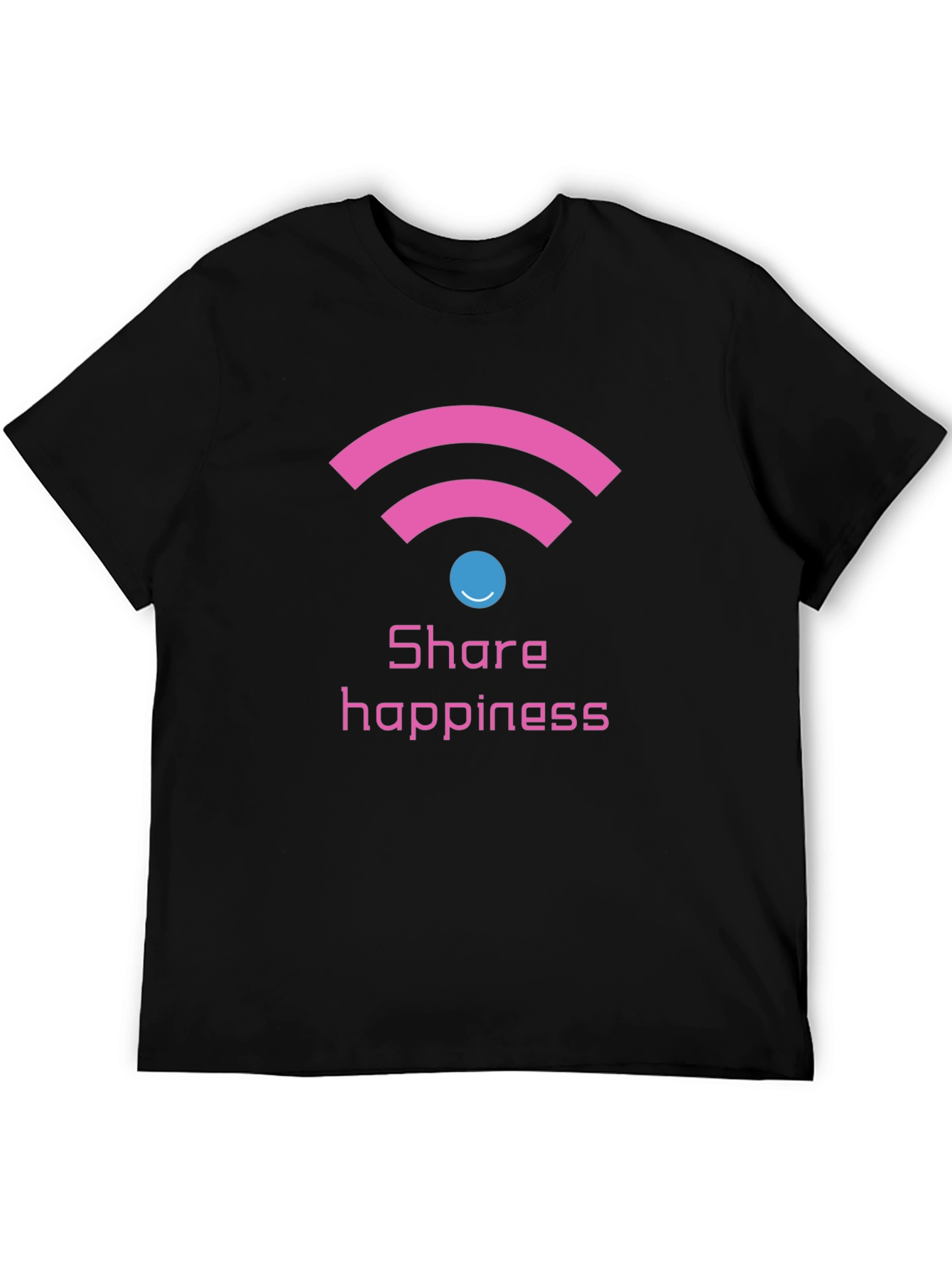 Share Happiness Graphic Tee - Black Cotton Comfort