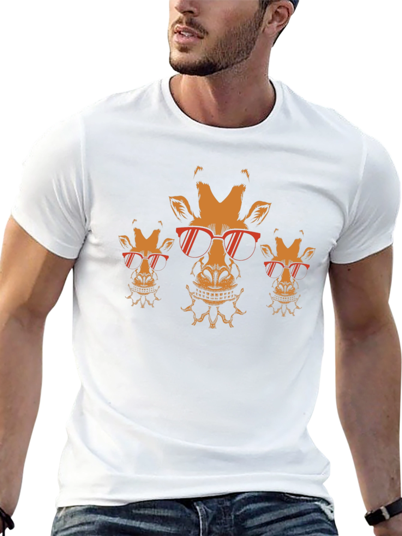 Cool Giraffe Graphic Tee - Black Cotton Blend