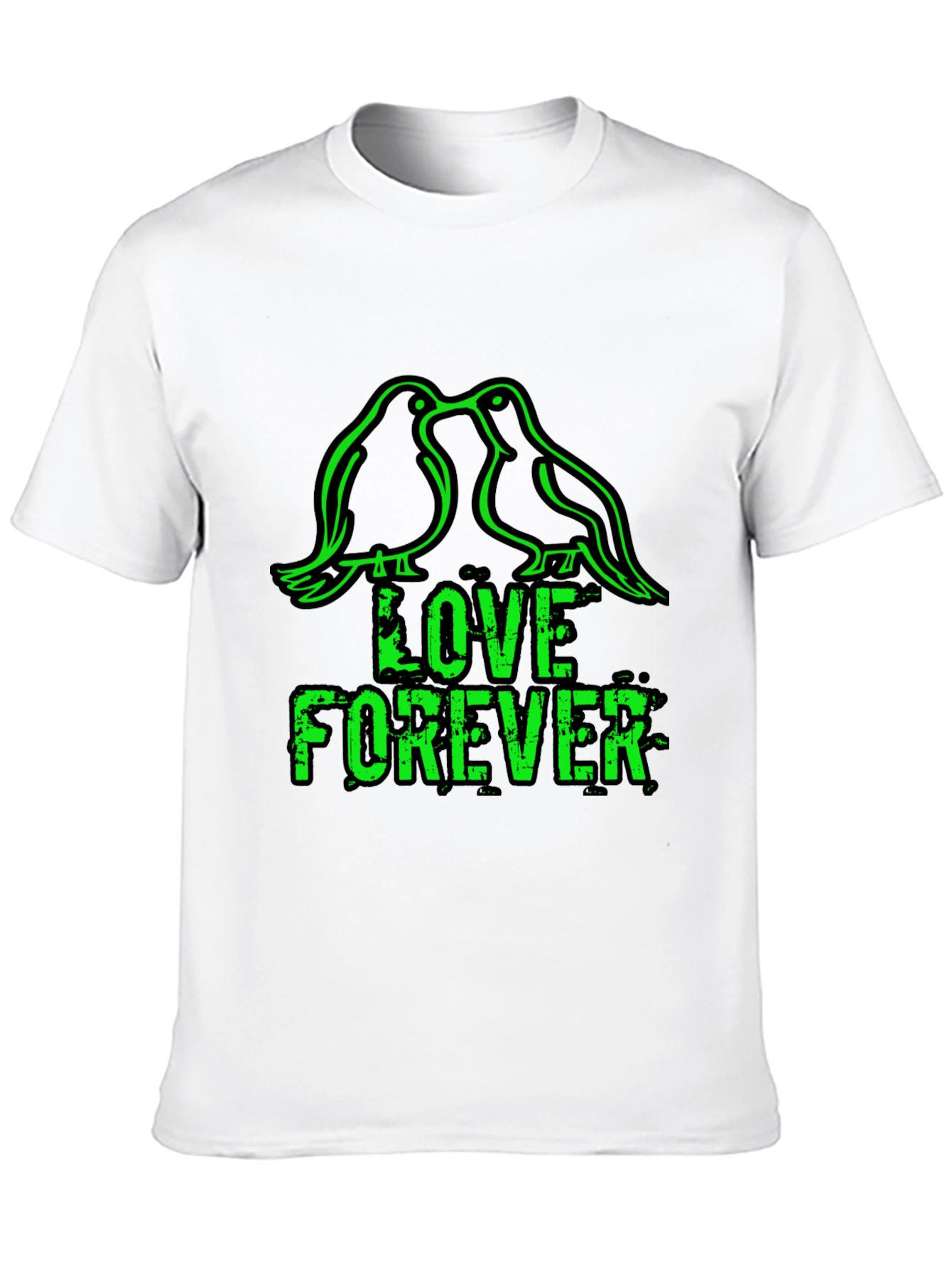 Love Forever T-Shirt - Birds & Grunge Style