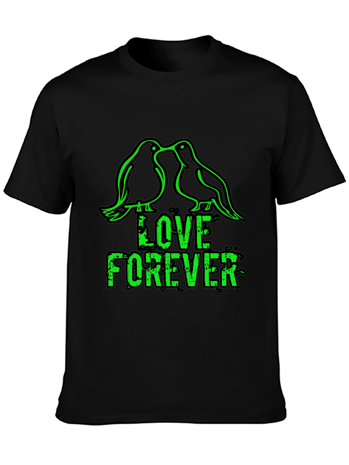 Love Forever T-Shirt - Birds & Grunge Style