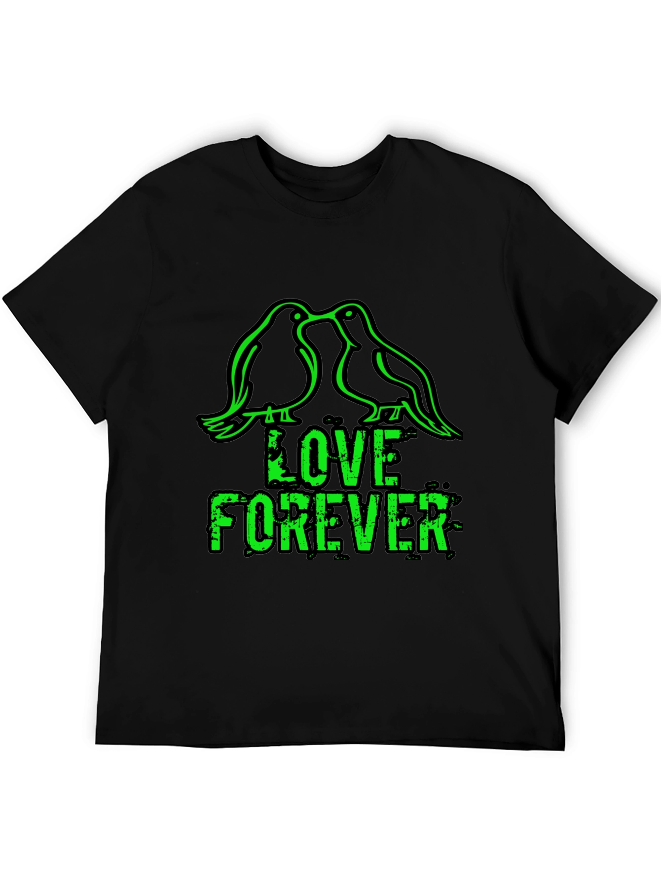 Love Forever T-Shirt - Birds & Grunge Style