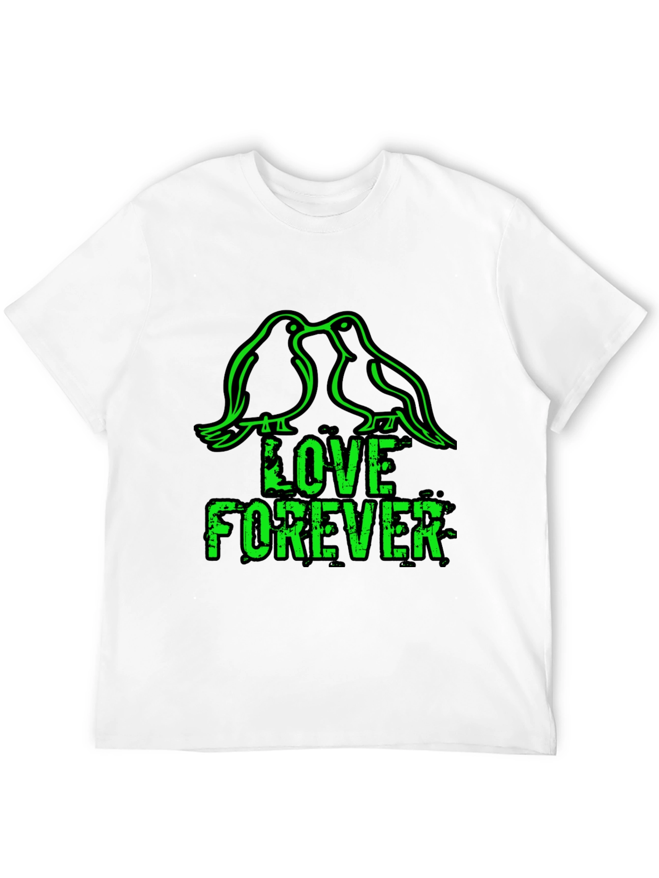 Love Forever T-Shirt - Birds & Grunge Style