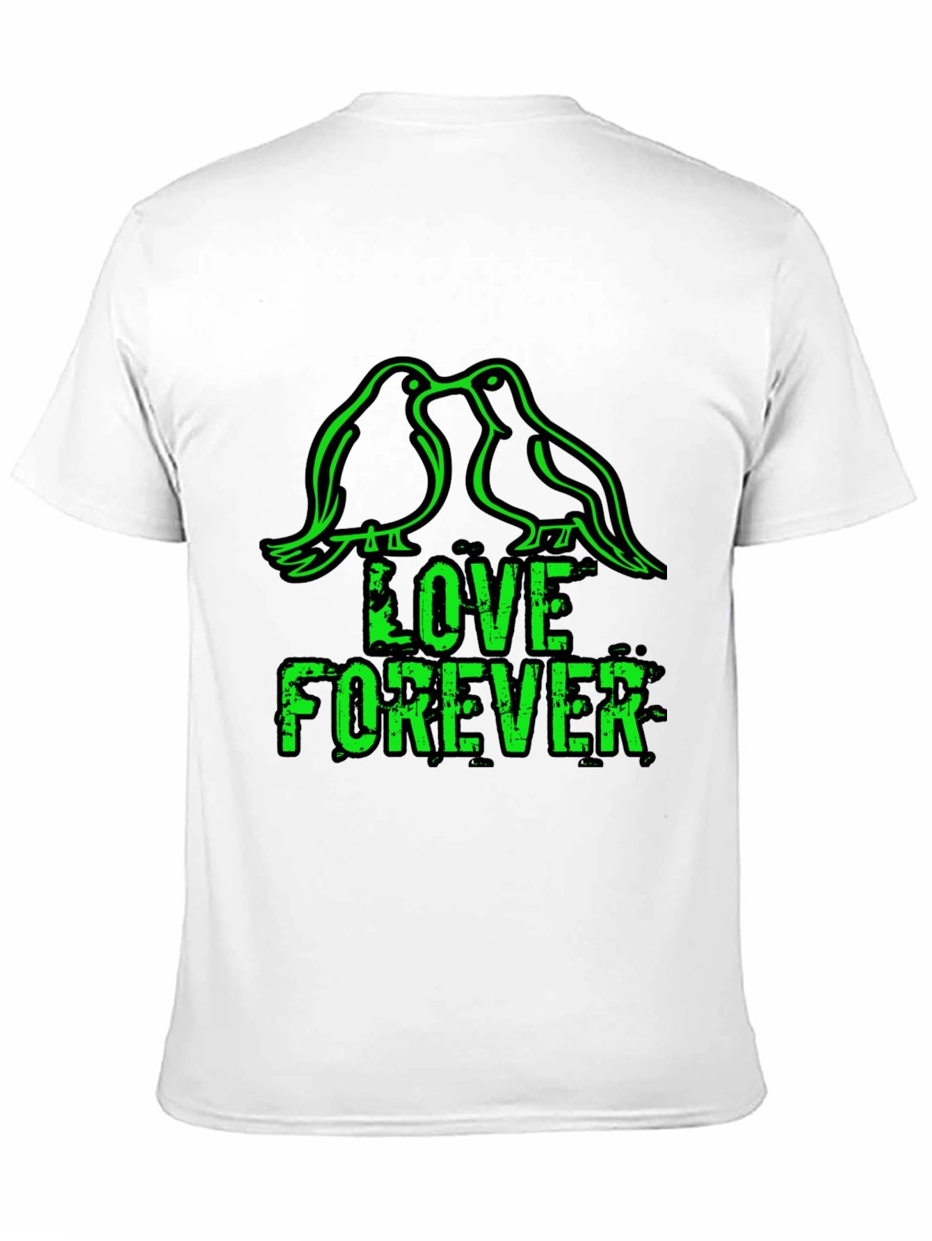 Love Forever T-Shirt - Birds & Grunge Style