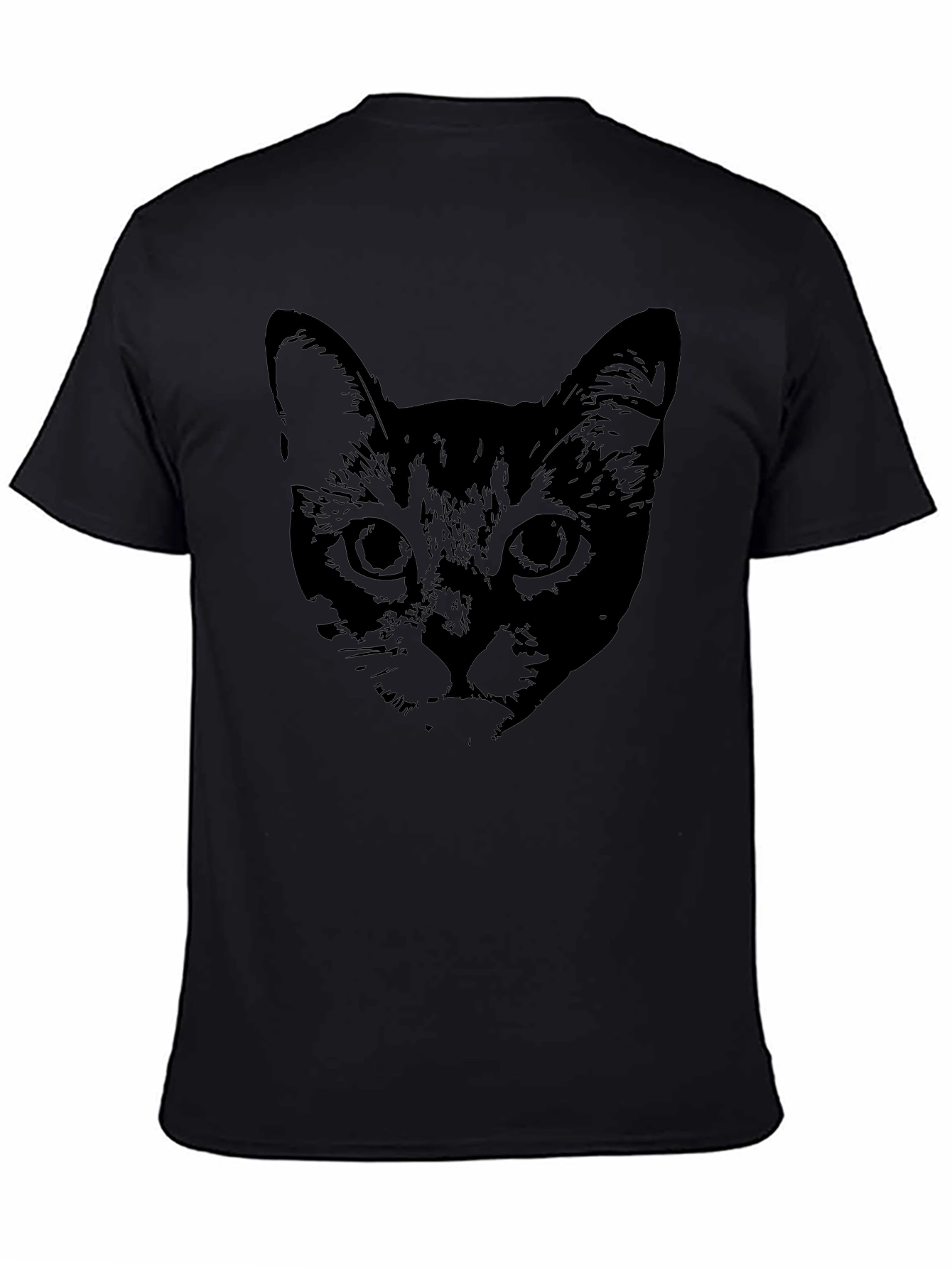 Black Cat Face Graphic T-Shirt