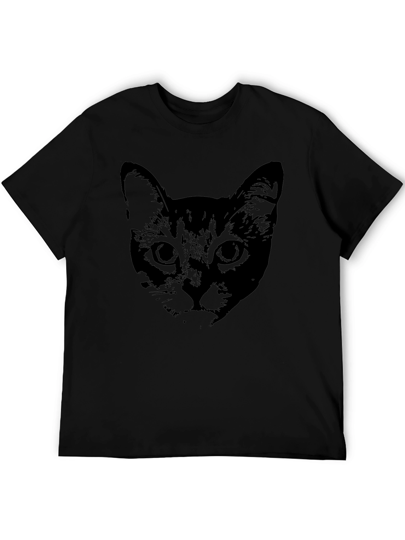 Black Cat Face Graphic T-Shirt