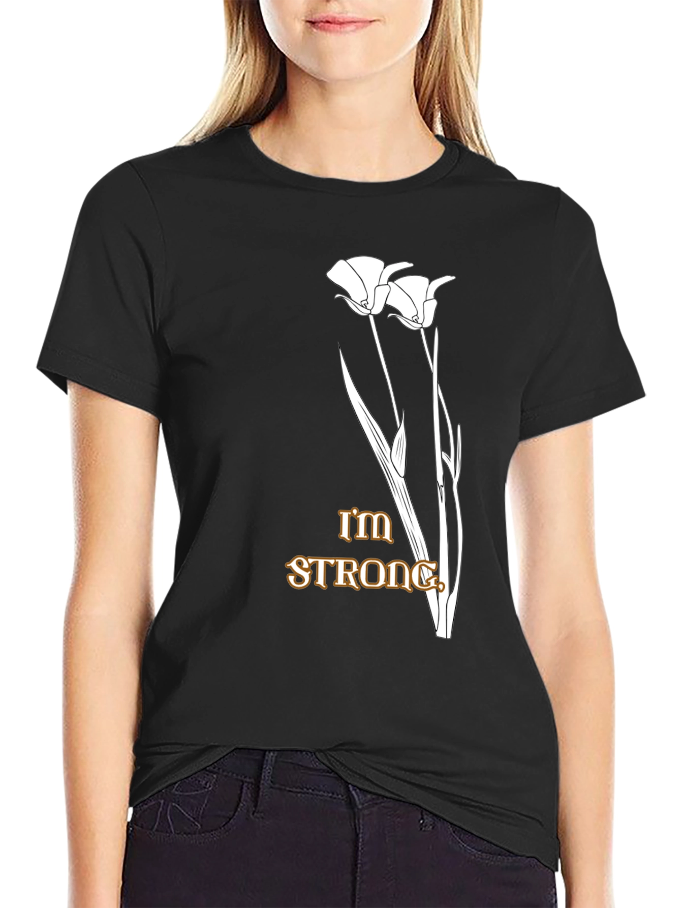 Im Strong Floral Graphic Black T-Shirt