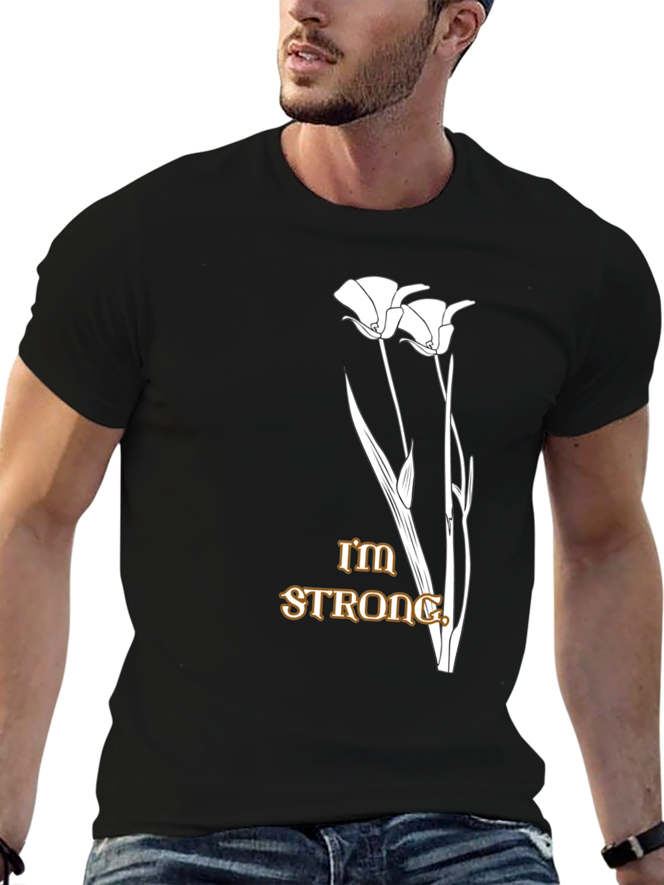 Im Strong Floral Graphic Black T-Shirt
