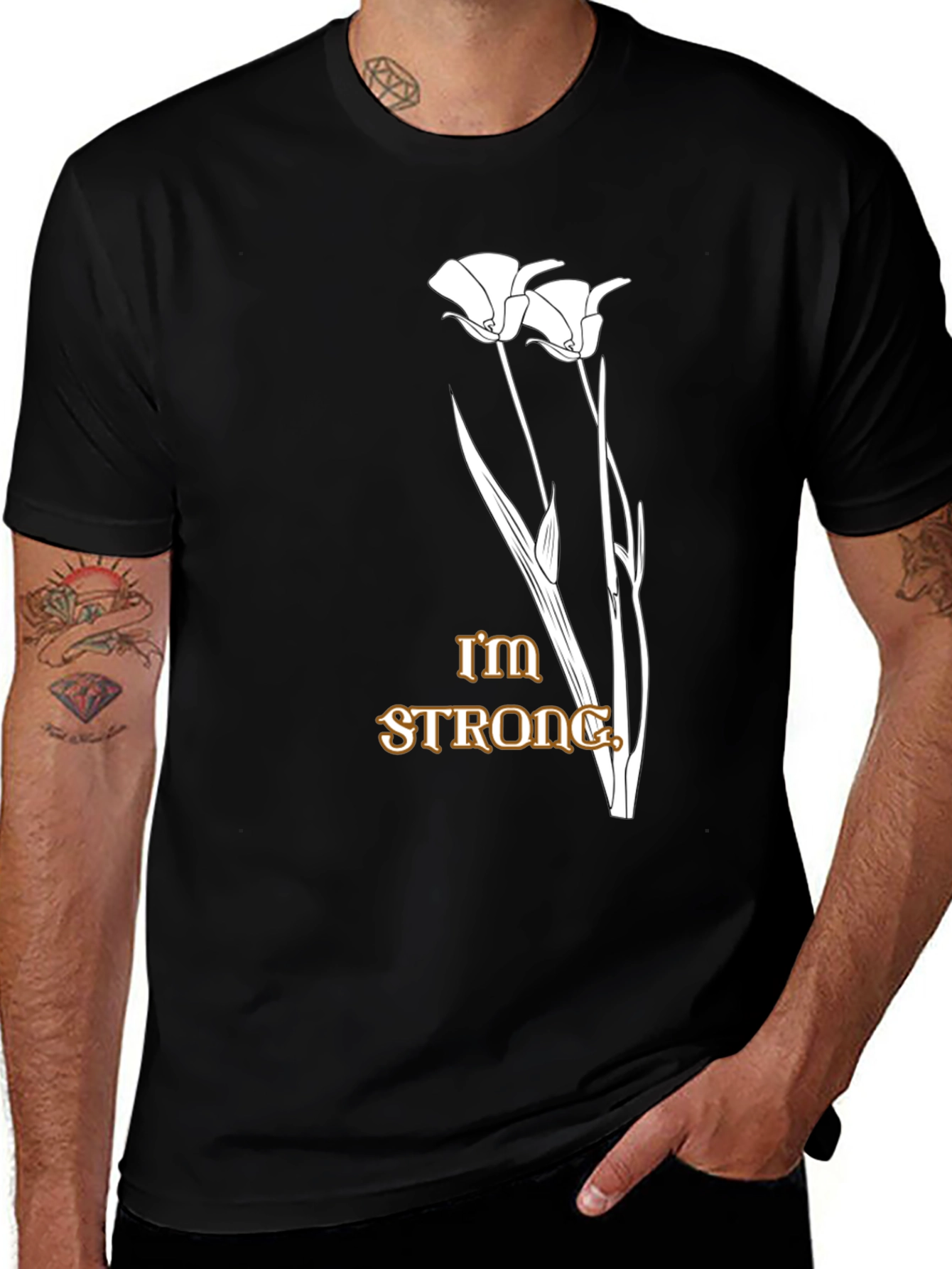 Im Strong Floral Graphic Black T-Shirt