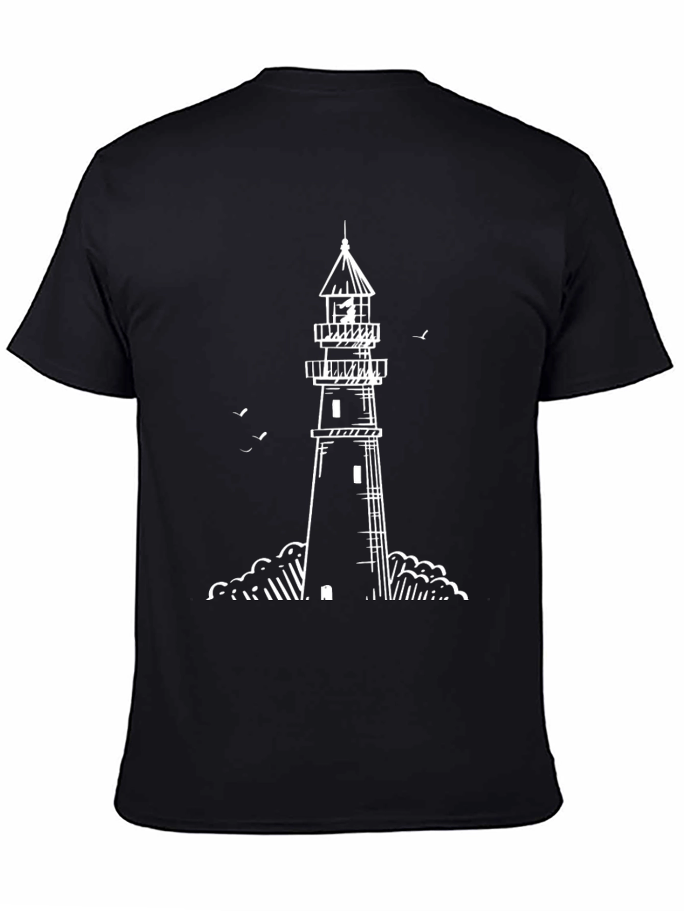 Lighthouse Graphic Tee - Black Cotton T-Shirt