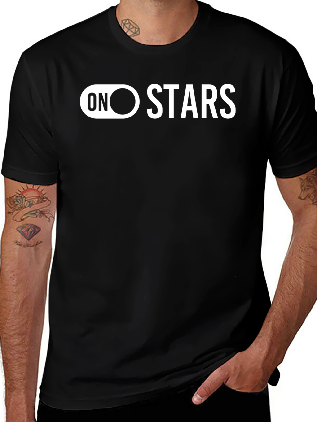 On Stars Black Graphic T-Shirt