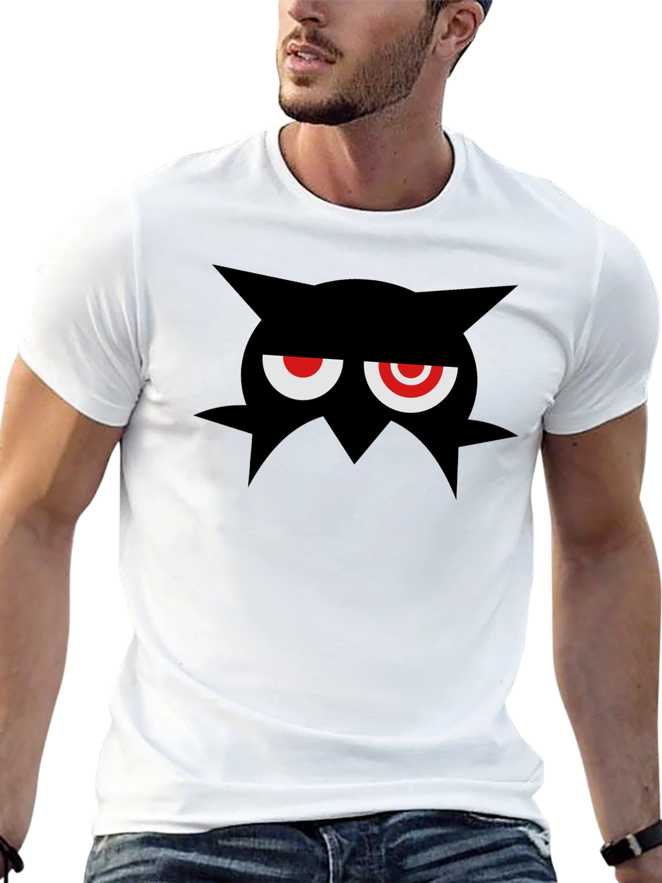 Mens Black Graphic Tee - Angry Black Character Design