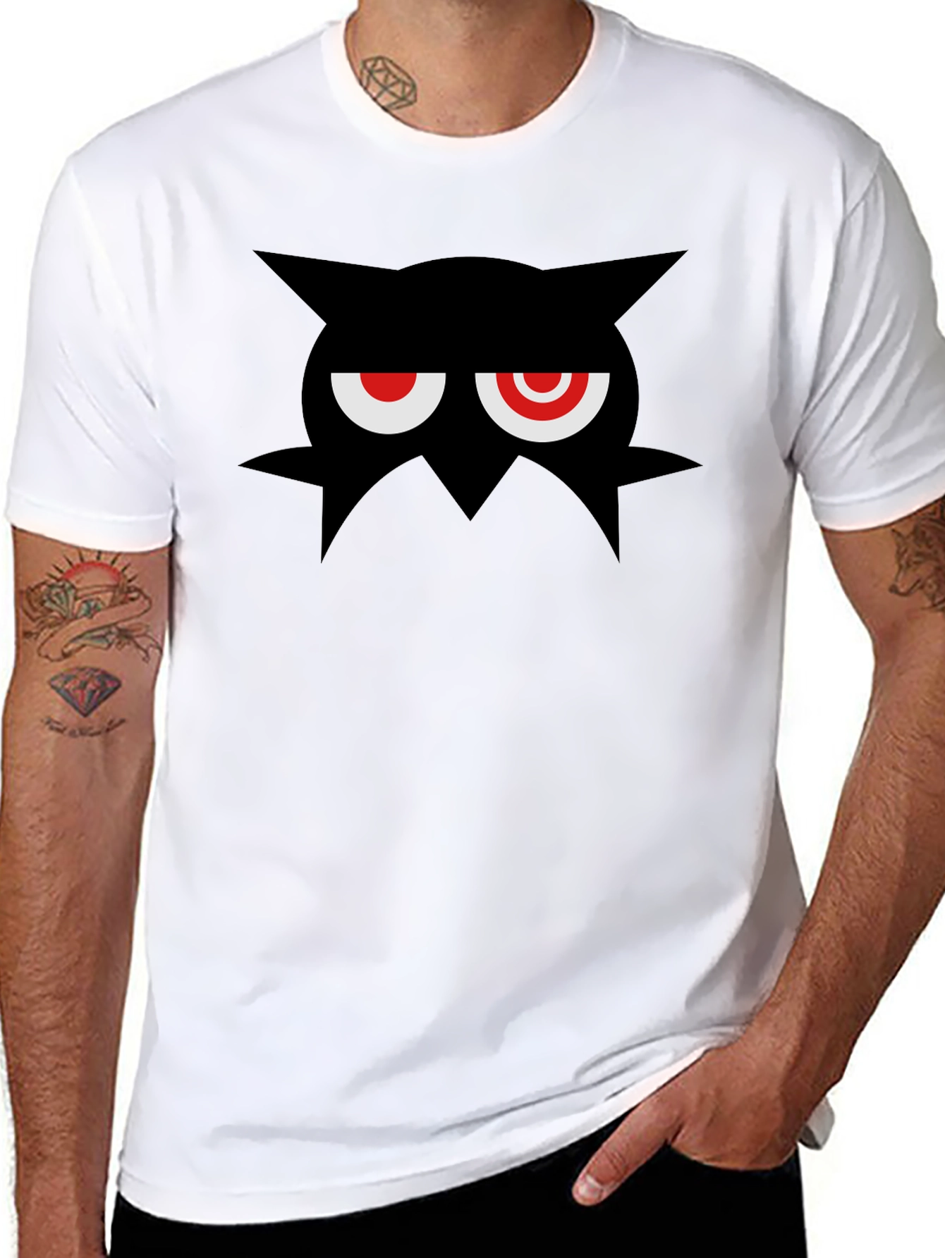 Mens Black Graphic Tee - Angry Black Character Design