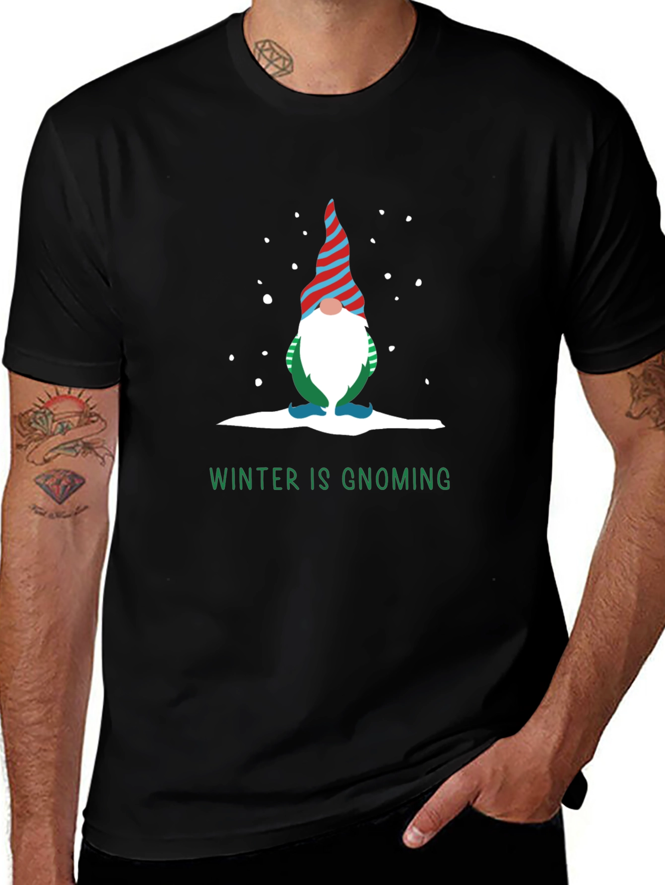 Winter Gnoming Graphic Tee Shirt - Holiday Fun