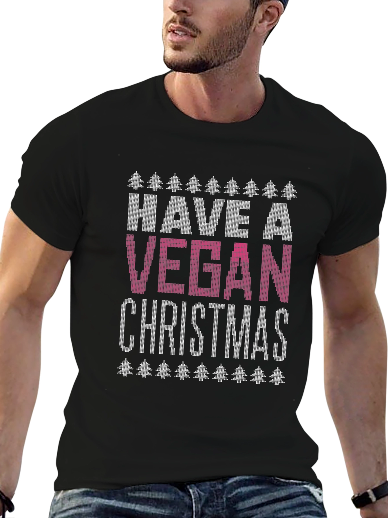 Vegan Christmas T-Shirt - Ugly Christmas Sweater Style Tee