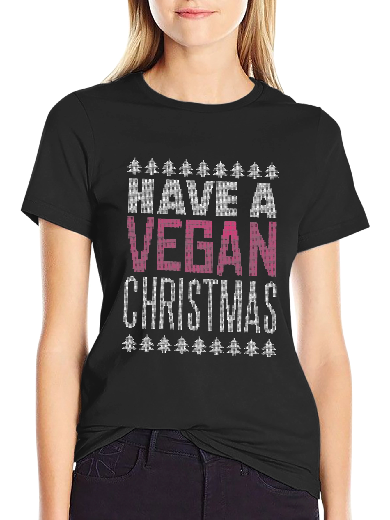 Vegan Christmas T-Shirt - Ugly Christmas Sweater Style Tee