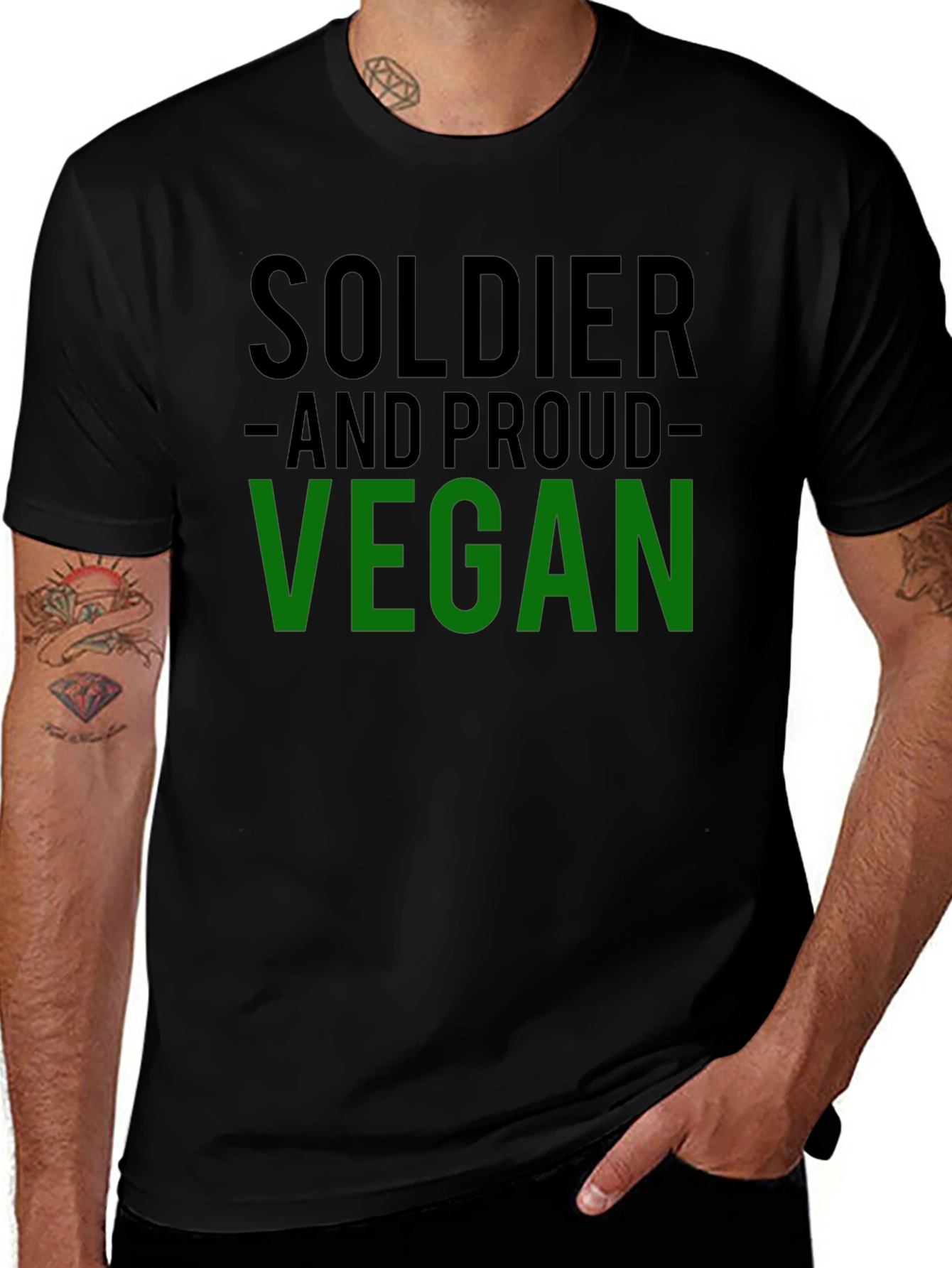 Soldier and Proud Vegan Graphic T-Shirt