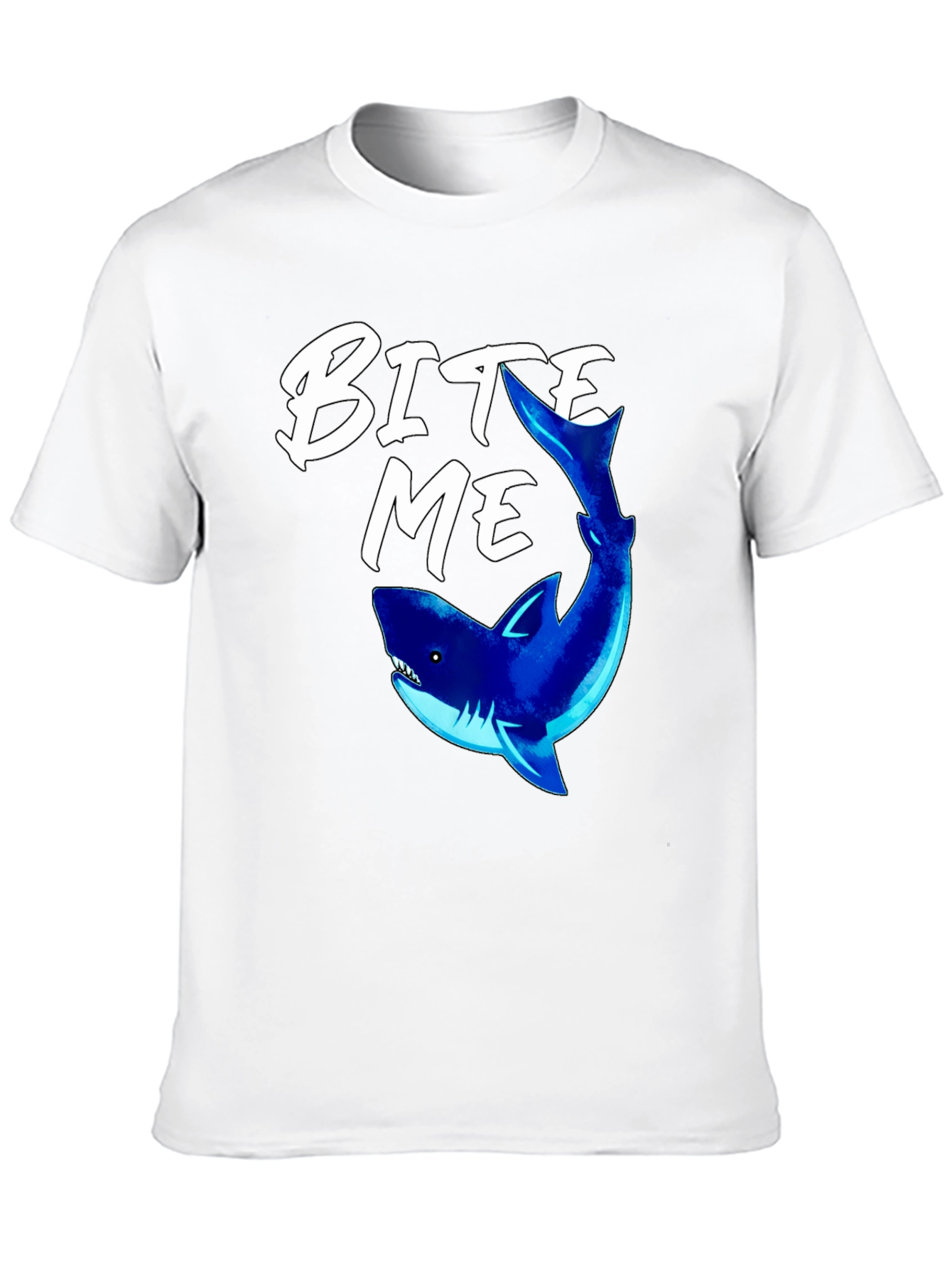 Bite Me Shark Graphic Tee - Black Cotton T-Shirt