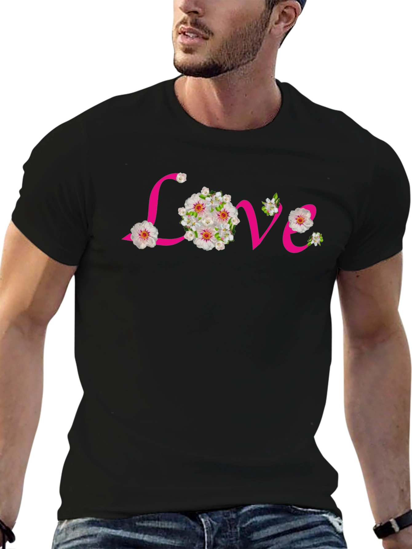 Floral Love Black T-Shirt