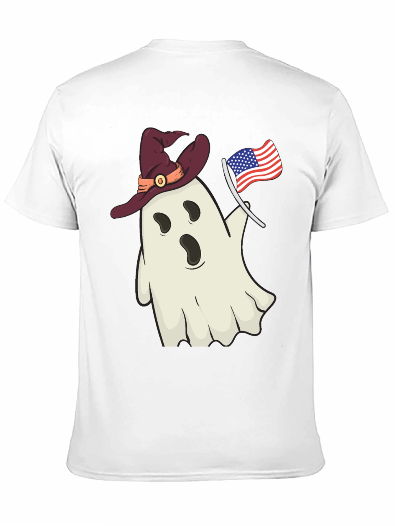 Patriotic Ghost T-Shirt - Witch Hat USA Flag