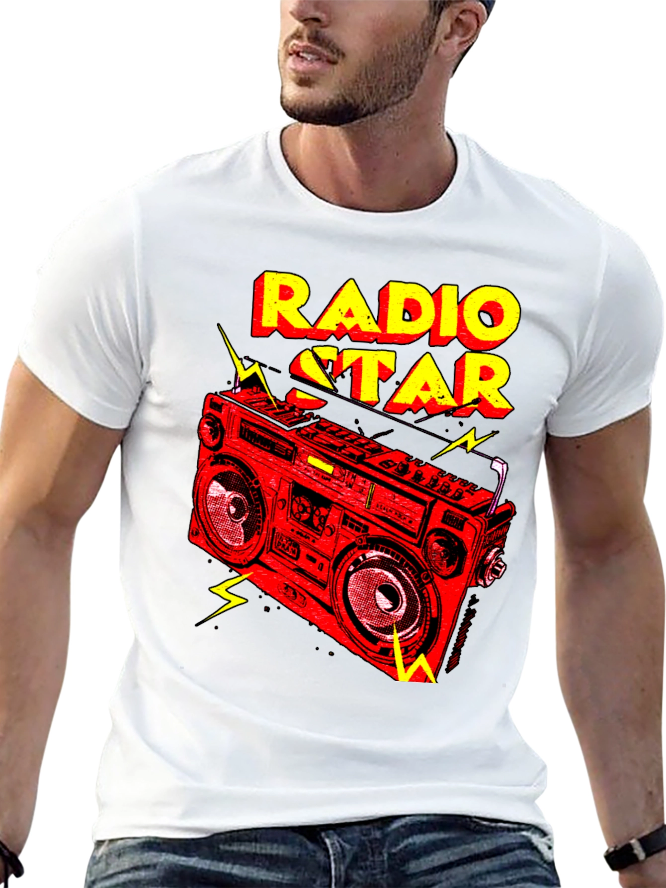 Radio Star Graphic Tee - Retro Boombox Design