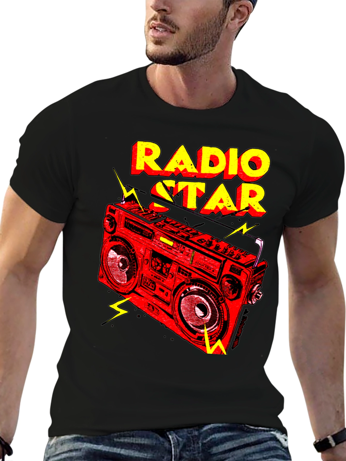 Radio Star Graphic Tee - Retro Boombox Design