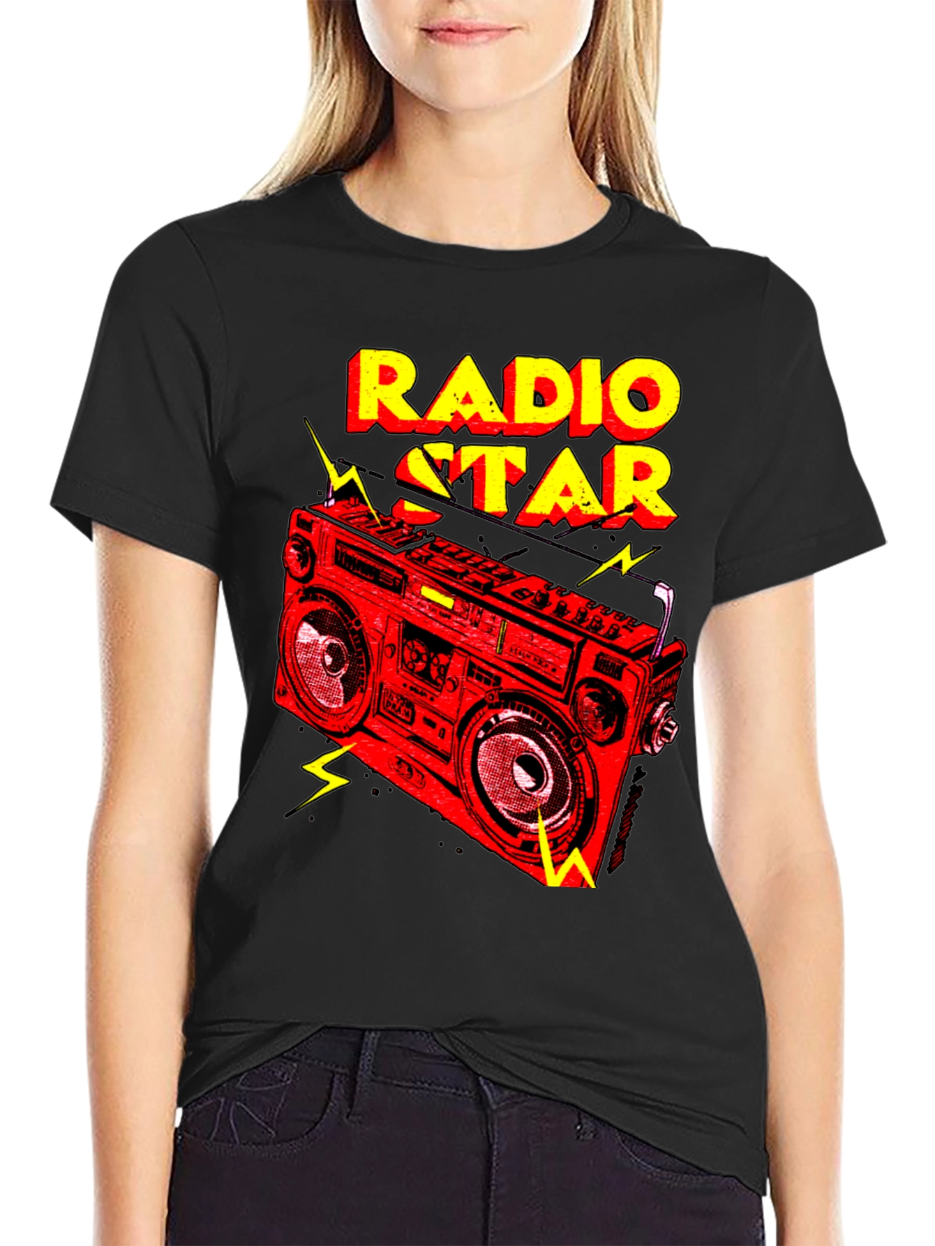 Radio Star Graphic Tee - Retro Boombox Design