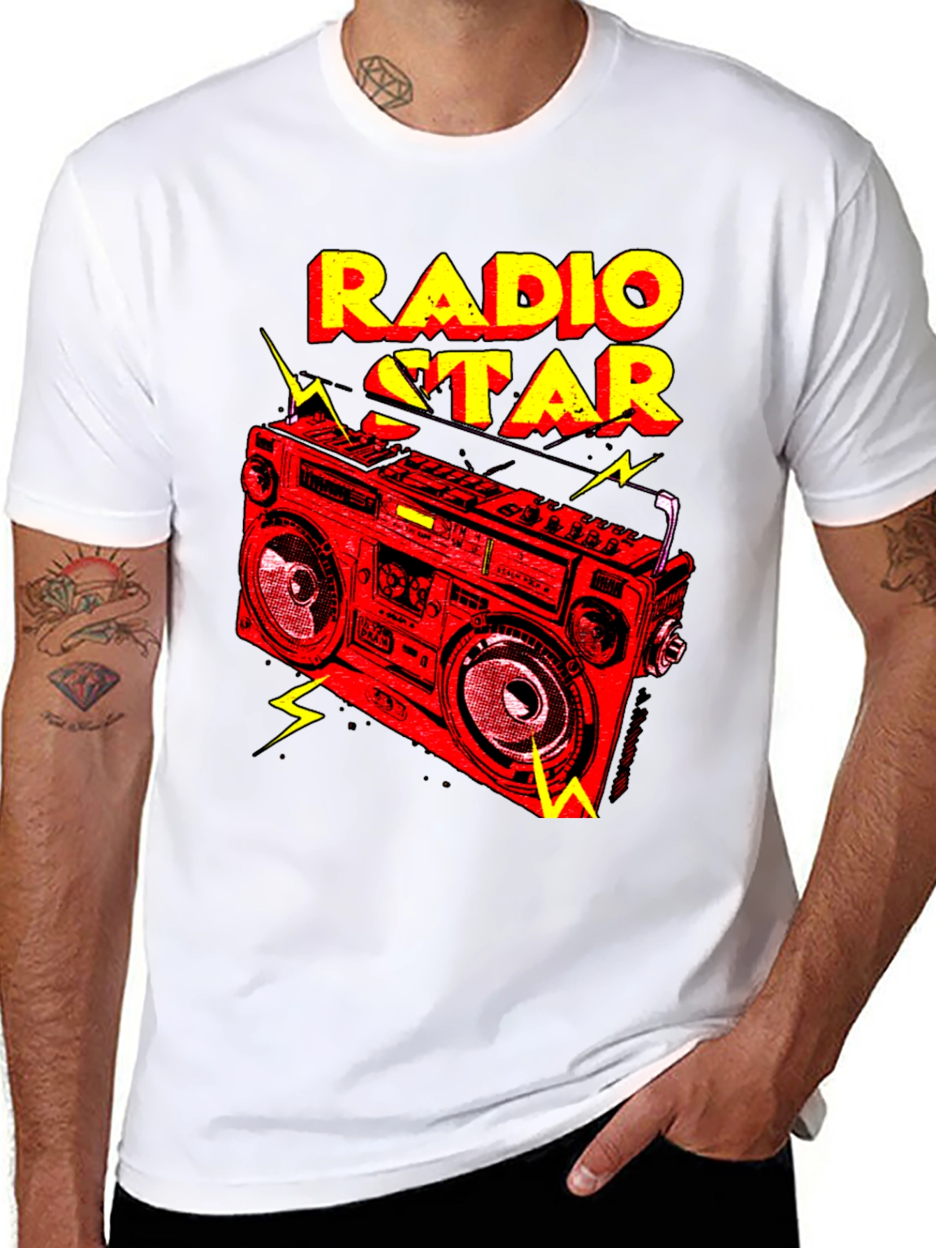 Radio Star Graphic Tee - Retro Boombox Design
