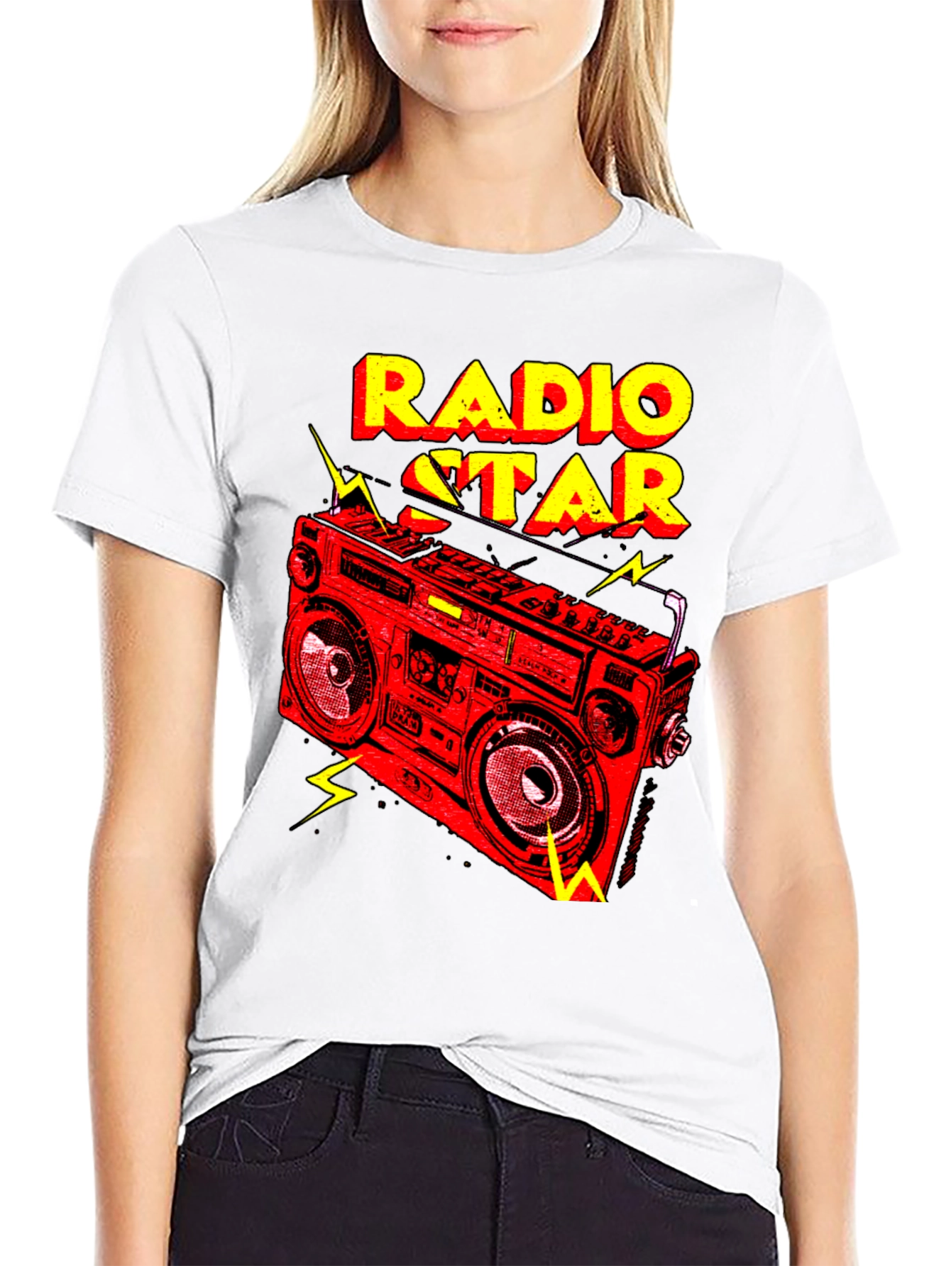 Radio Star Graphic Tee - Retro Boombox Design