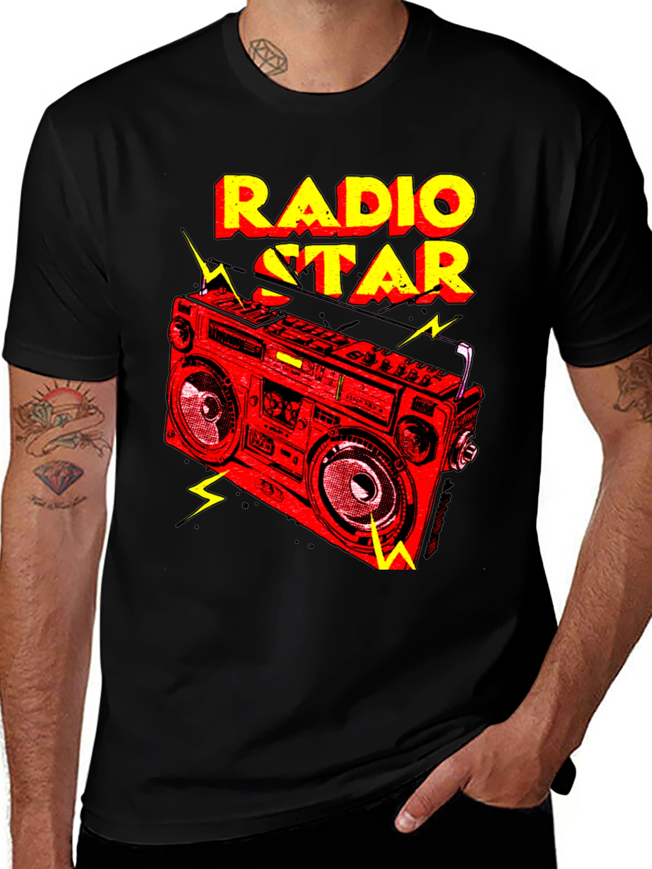 Radio Star Graphic Tee - Retro Boombox Design