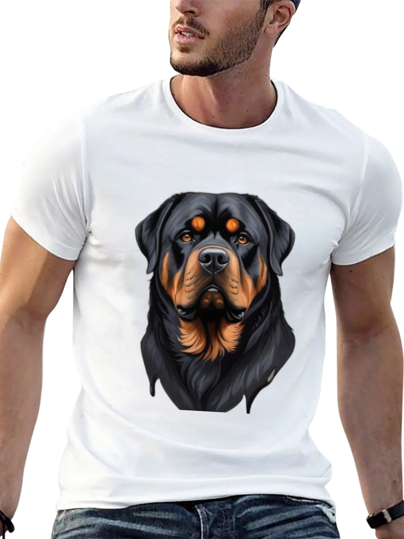 Rottweiler Dog Graphic Print Black T-Shirt