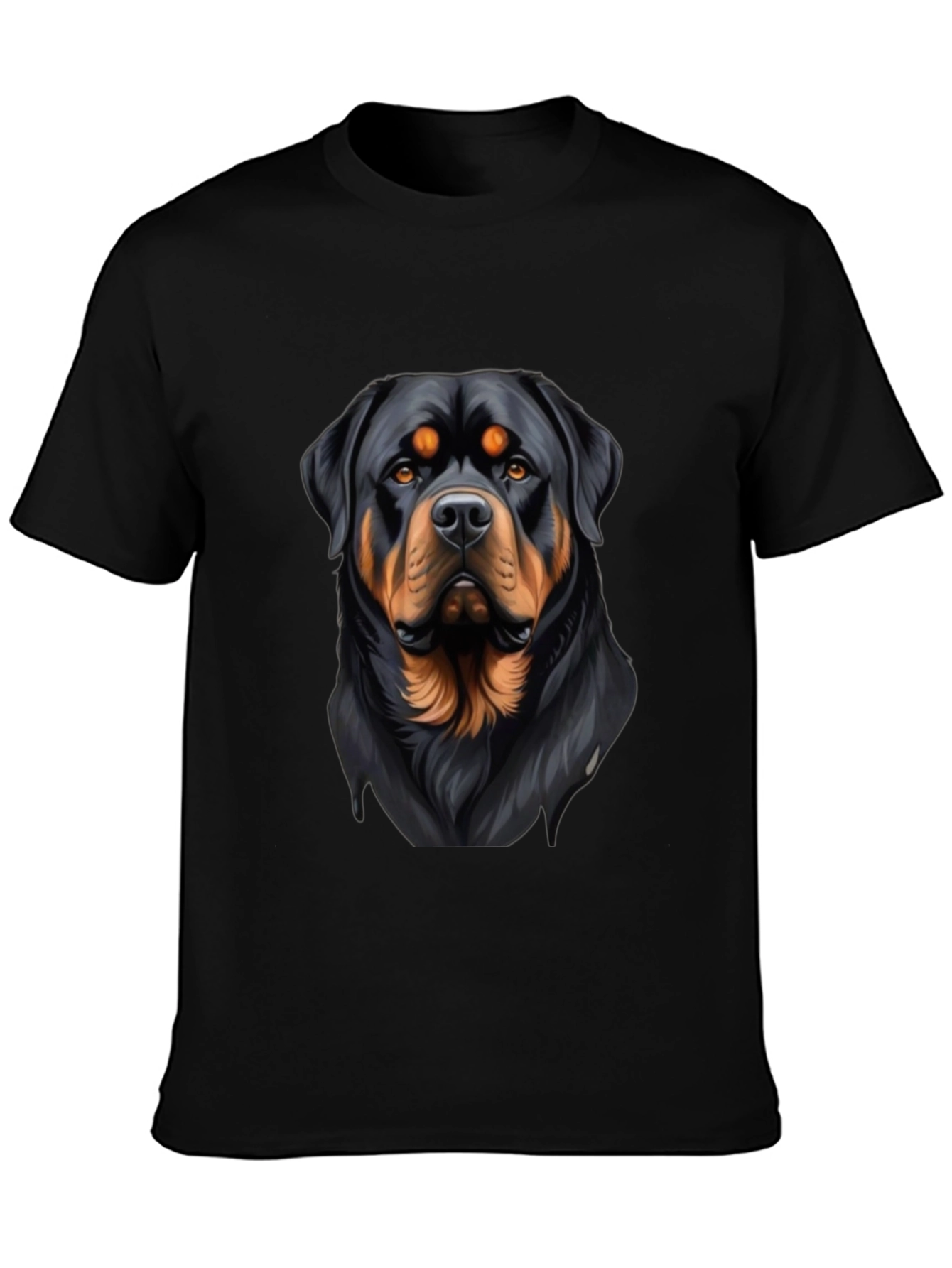 Rottweiler Dog Graphic Print Black T-Shirt