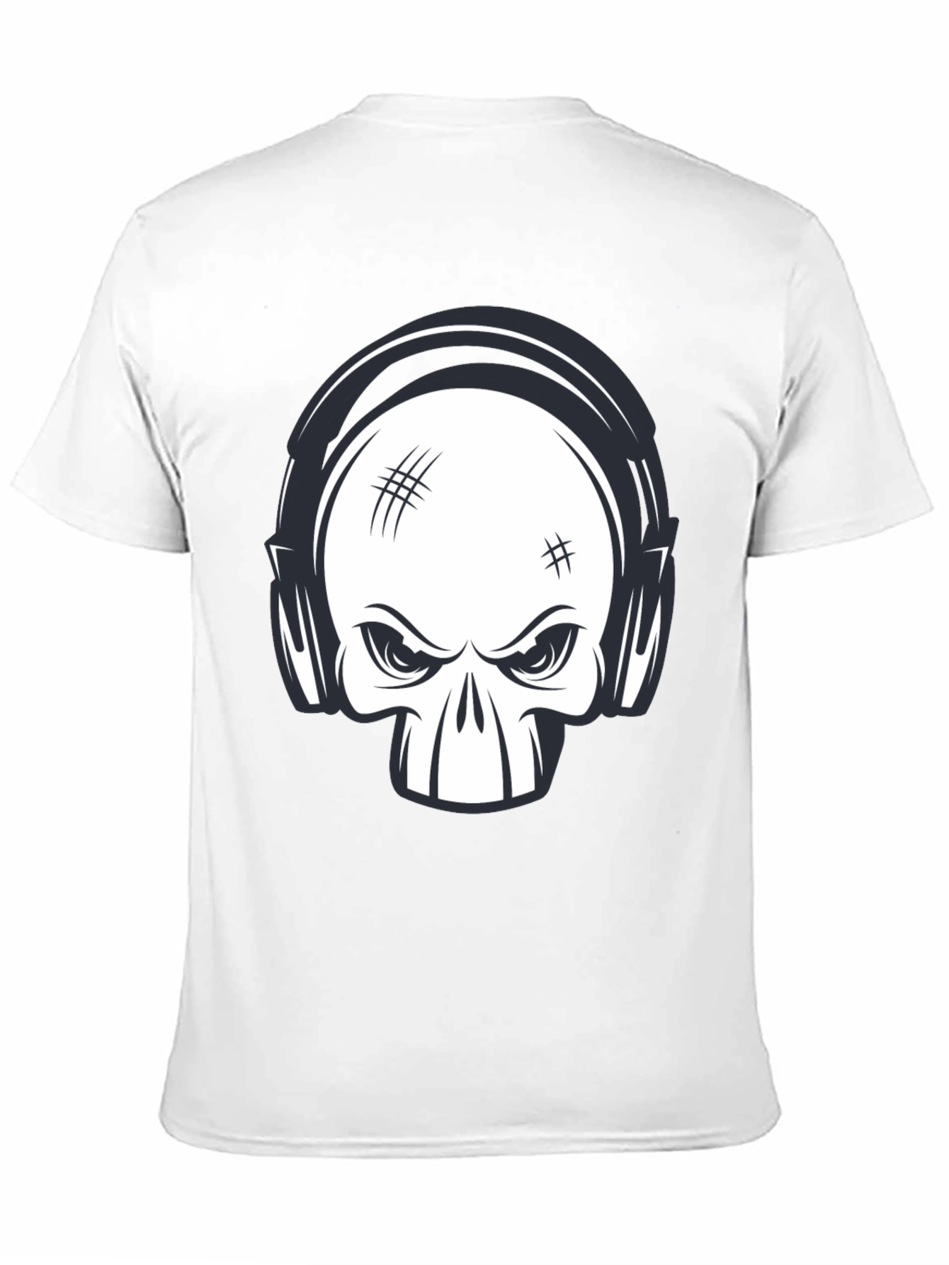Skull with Headphones Graphic Black T-Shirt