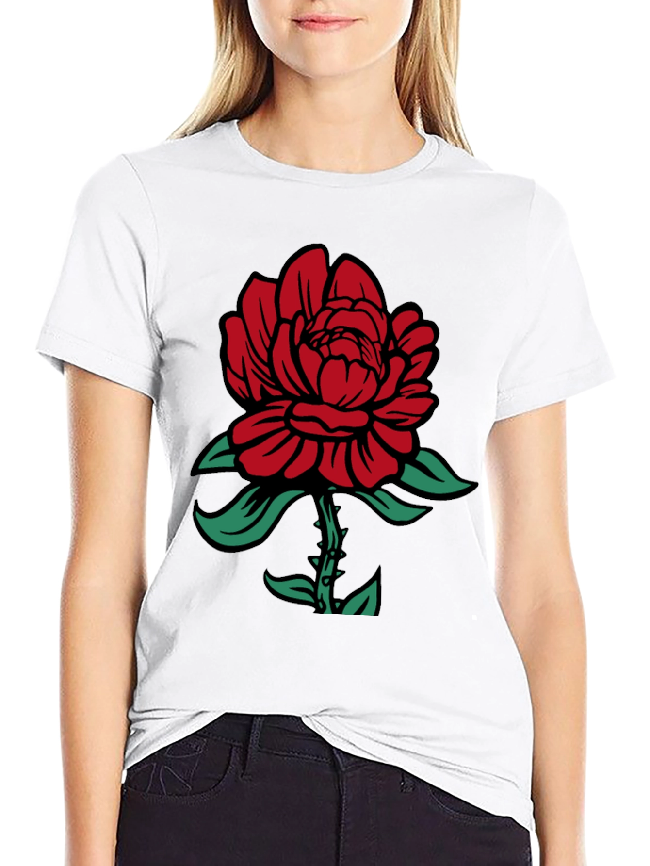 Rose Graphic T-Shirt - Black