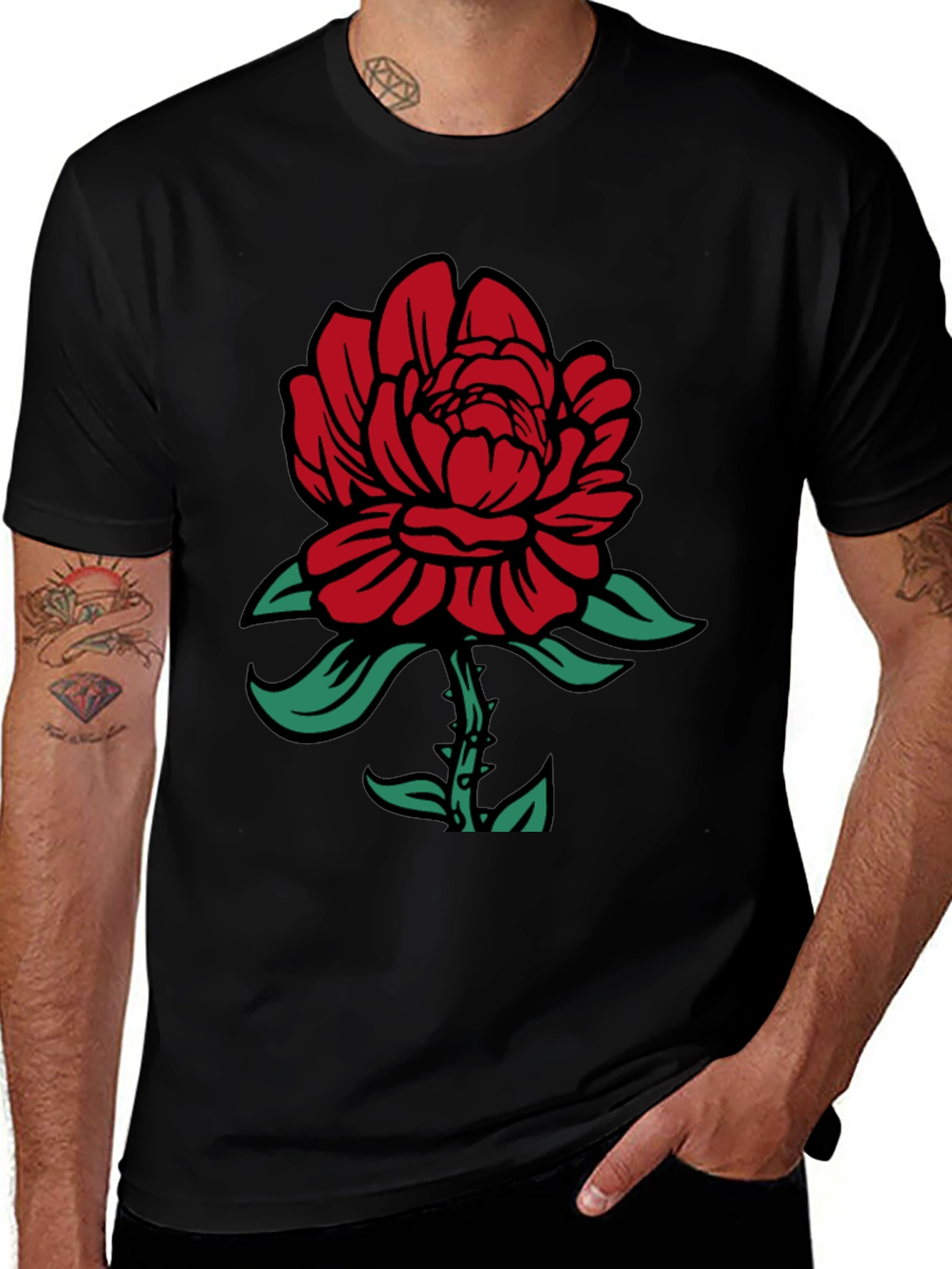 Rose Graphic T-Shirt - Black