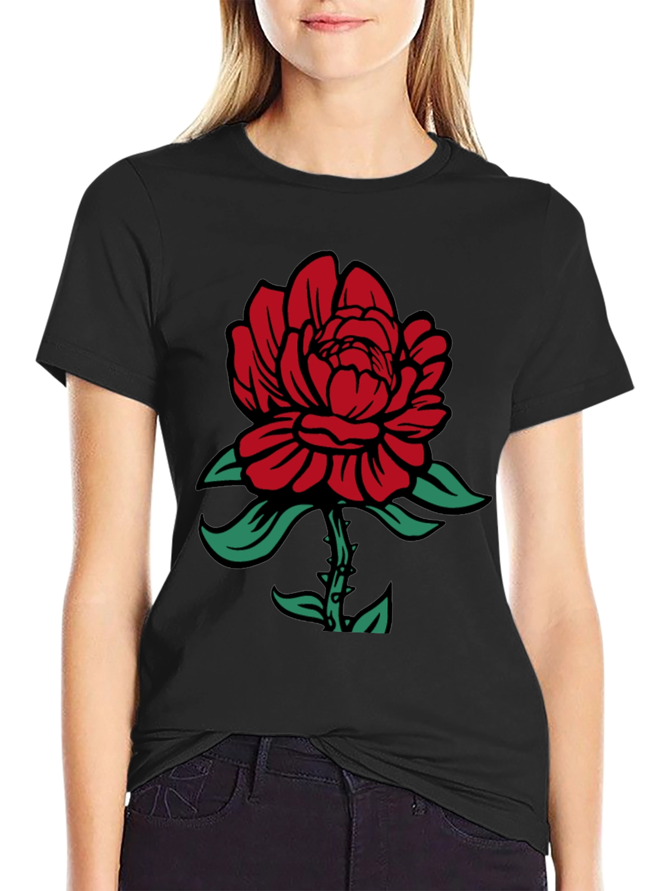 Rose Graphic T-Shirt - Black